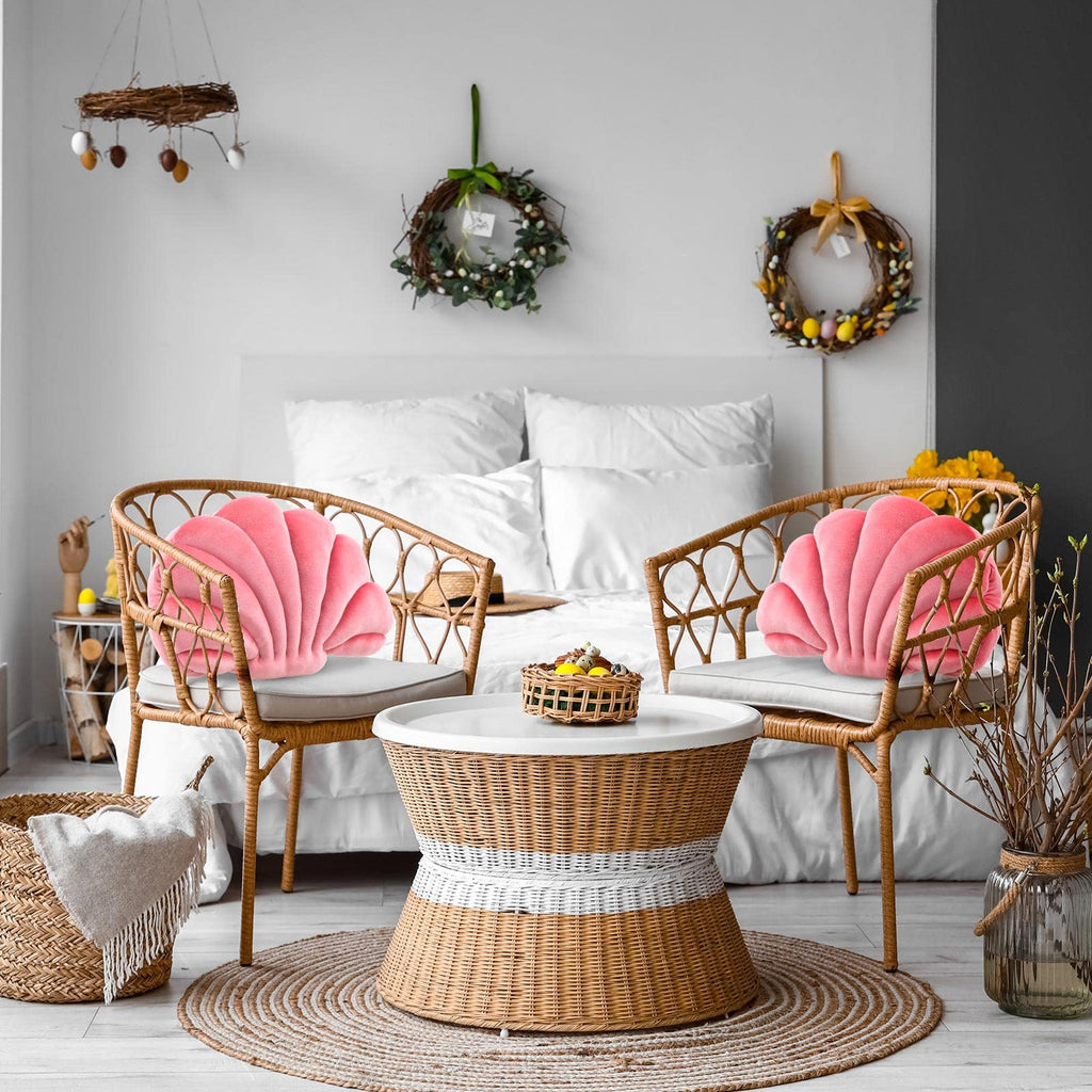 Pink Seashell Decorative Pillow â€?Soft Clam-Shaped Cushion for Sofa, Bed, or Living Room