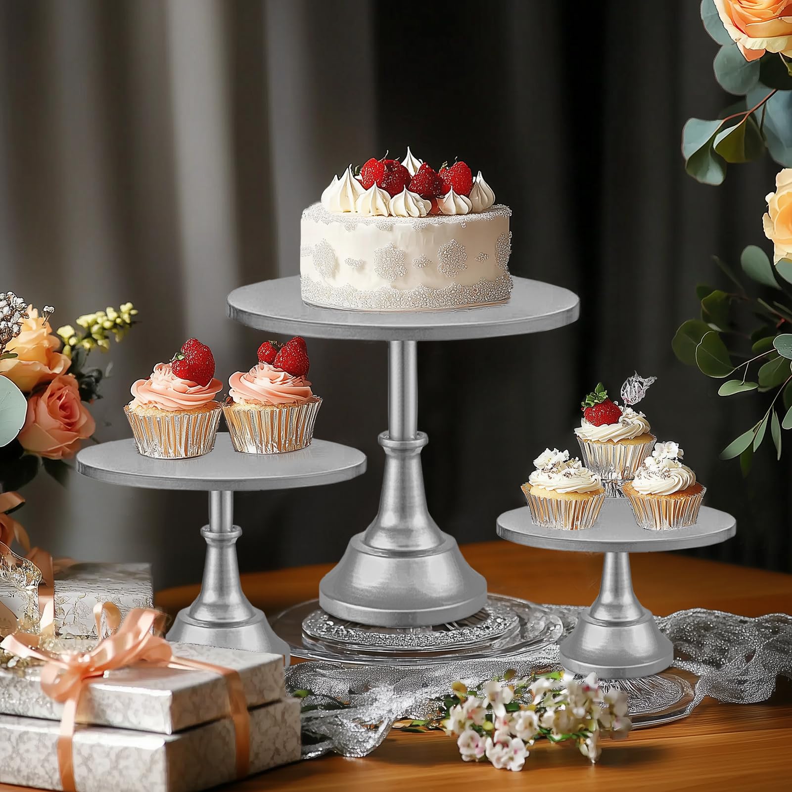 Cake Stand, Cake Stand Set Disc Diameter 8" 10" 12", Perfect Dessert Table Display Set, 3 Pcs