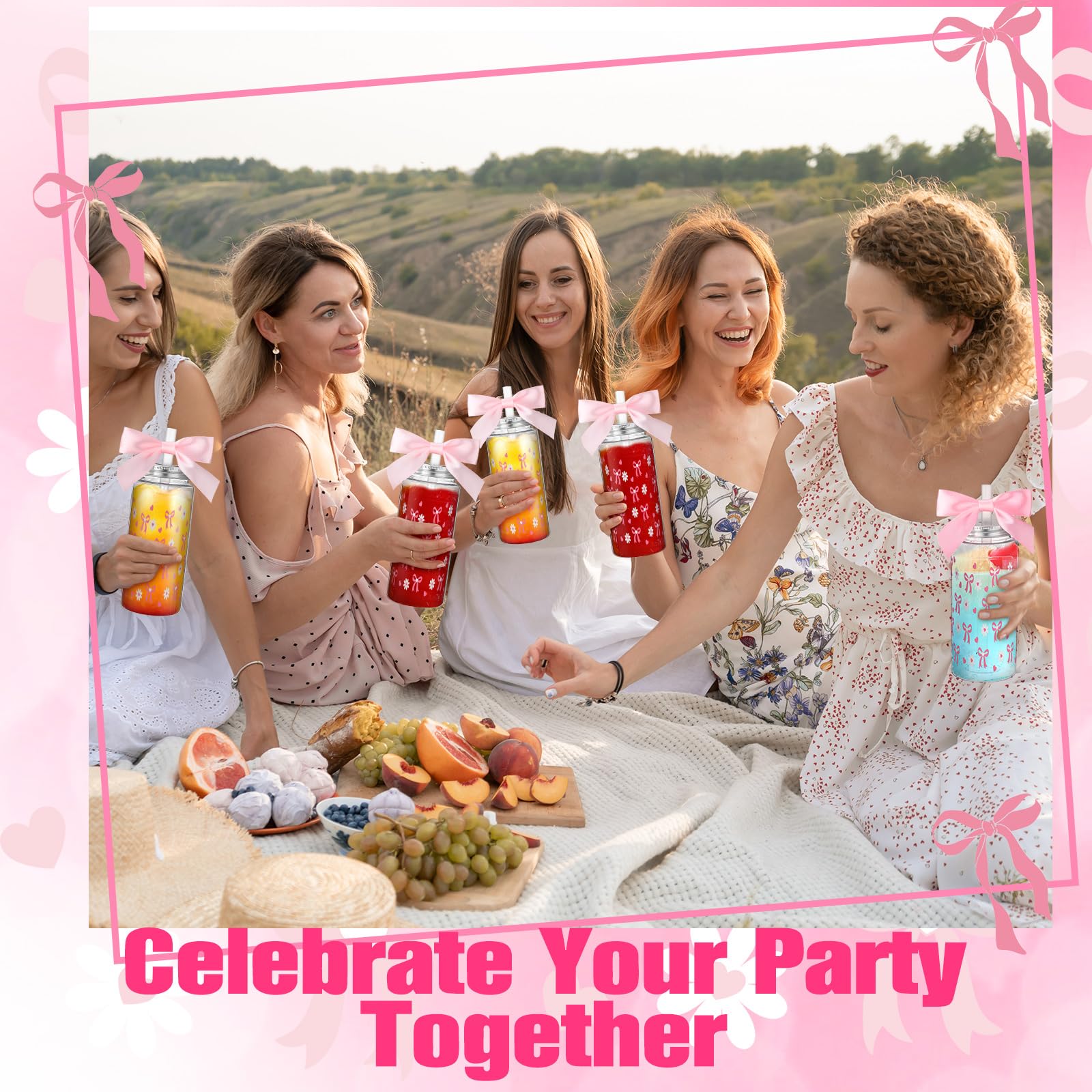 Color Bow Plastic Cups Coquette Bow Aesthetic Cup with Lids and Straws 14 oz Reusable Cute Bow Plastic Tumbler with Ribbon Bow