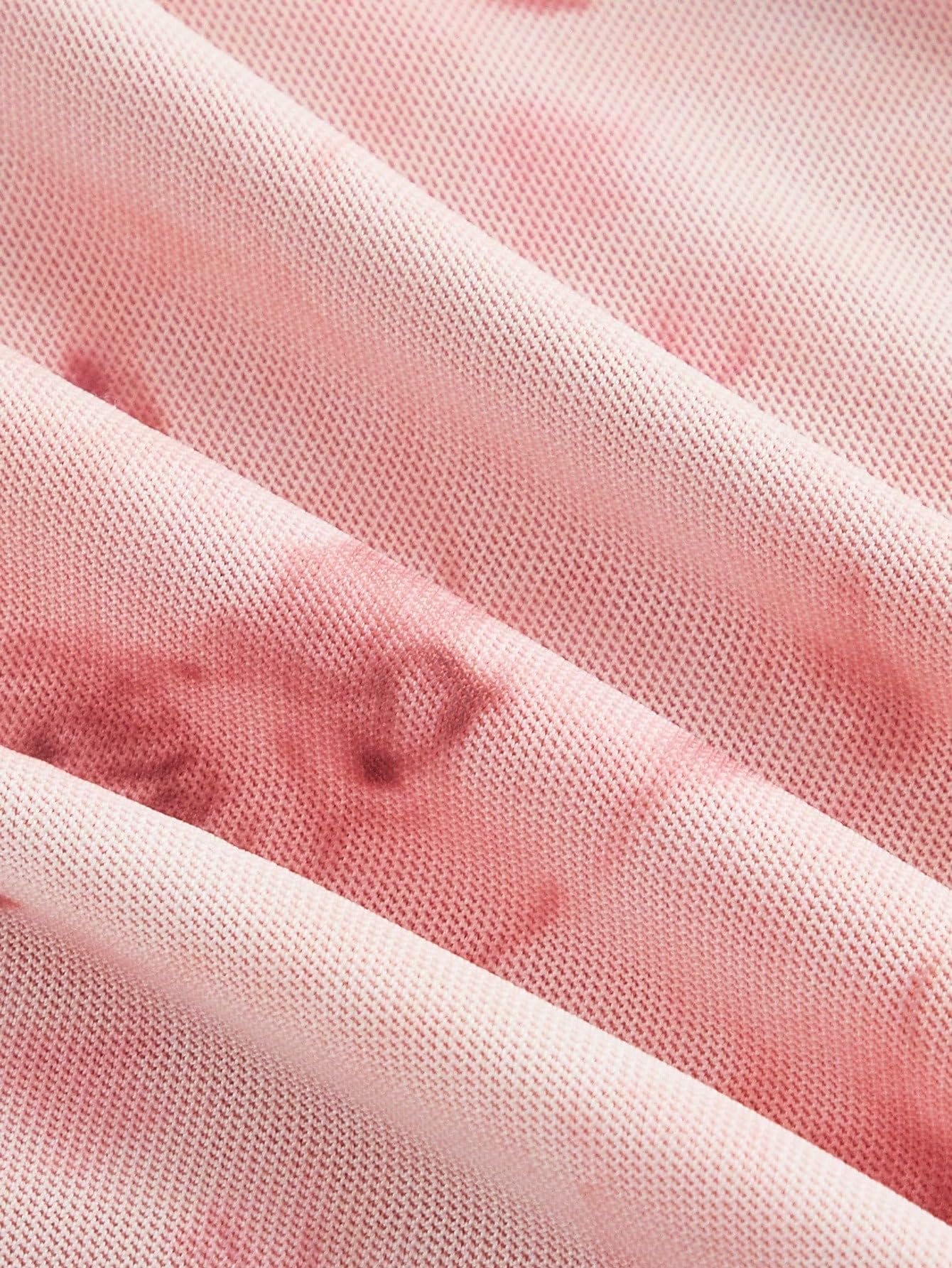 Verdusa Women's Floral Print Mesh Bell Sleeve Tie-Front Top with Lettuce Trim