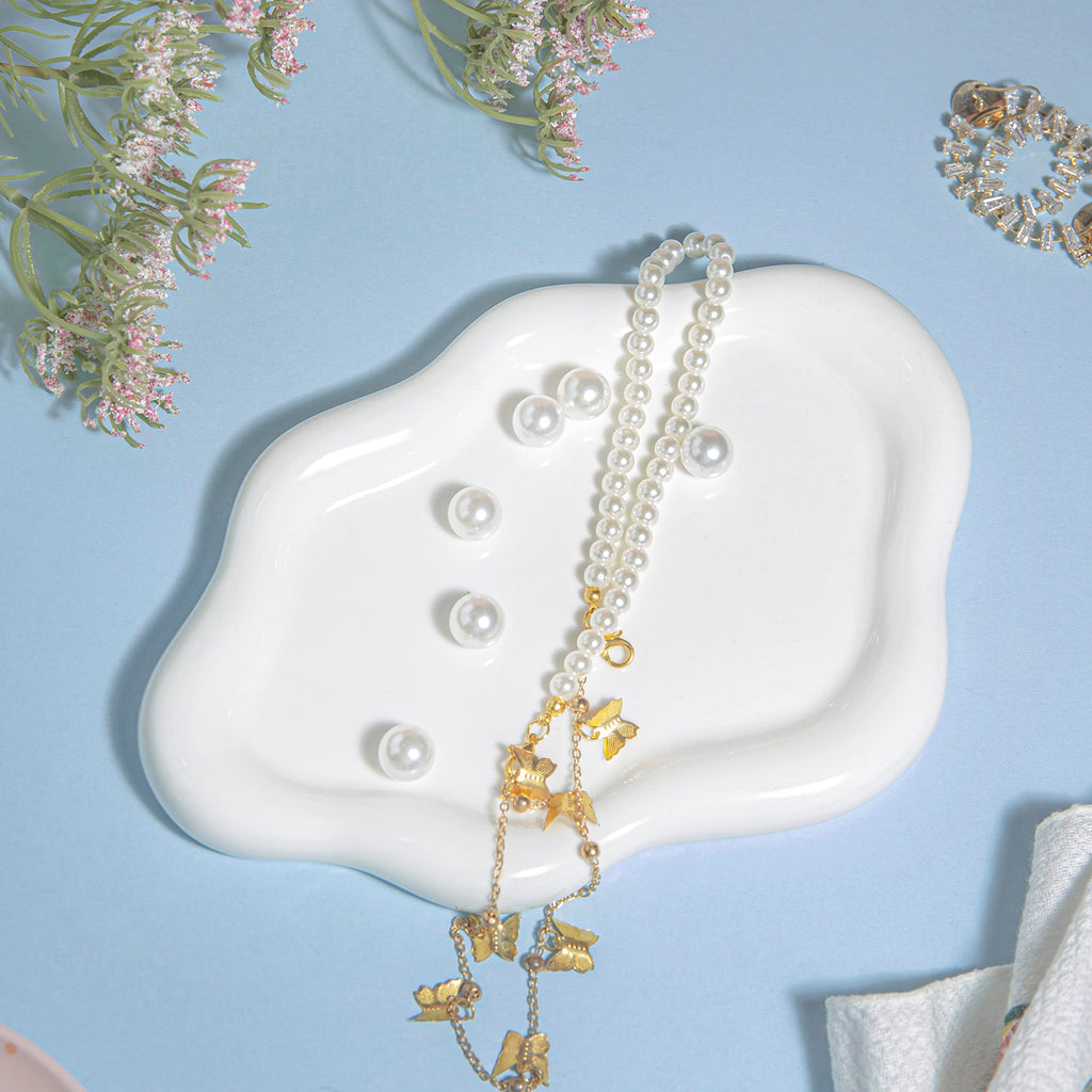 Cloud Trinket Dish, Chubby Jewelry Tray, Ceramic Jewelry Ring Trinket Dish for Rings Earrings Necklace Organizer