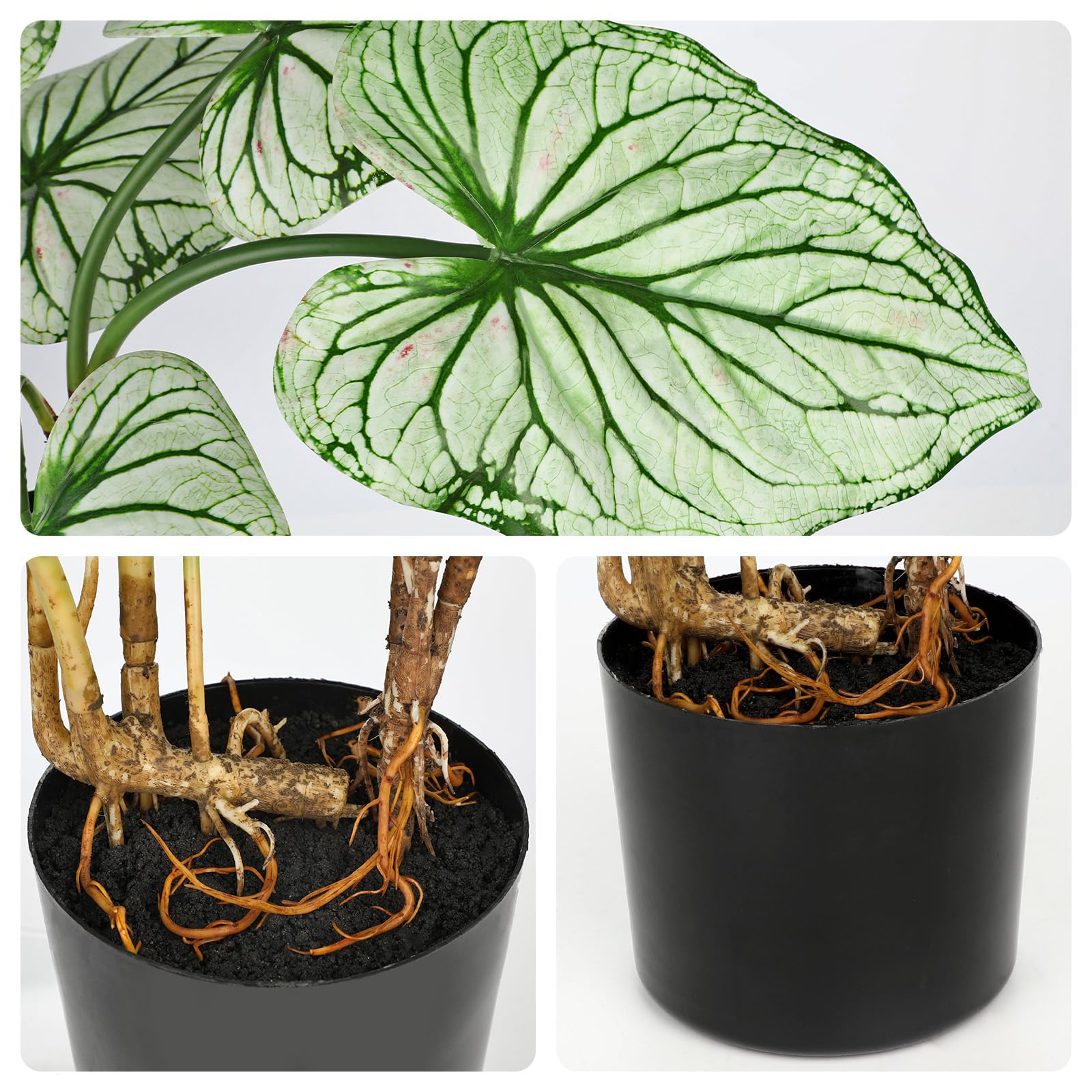 Tall Fake Plants Artificial Caladium Plants in Black Pot Realistic Potted Faux Plant Indoor for Home Decor 22''