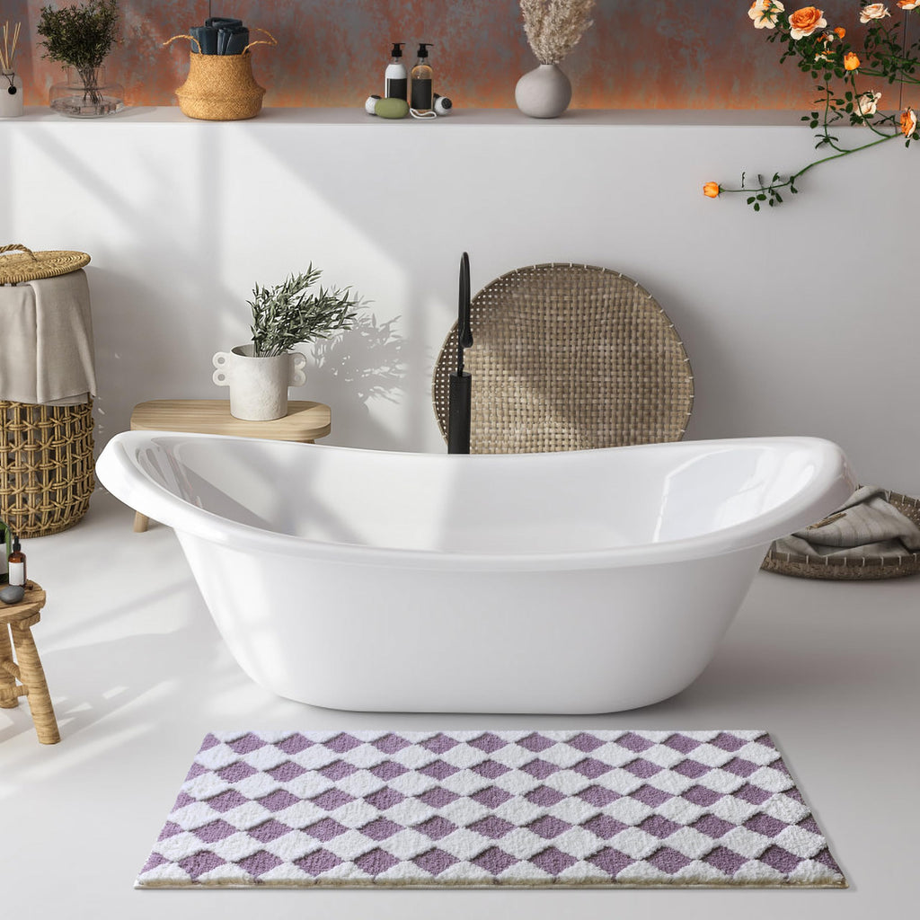 Cute Bath Mat for Bathroom Soft Super Absorbent Non Slip TPR Backing, Quick Drying, Machine Washable Bath