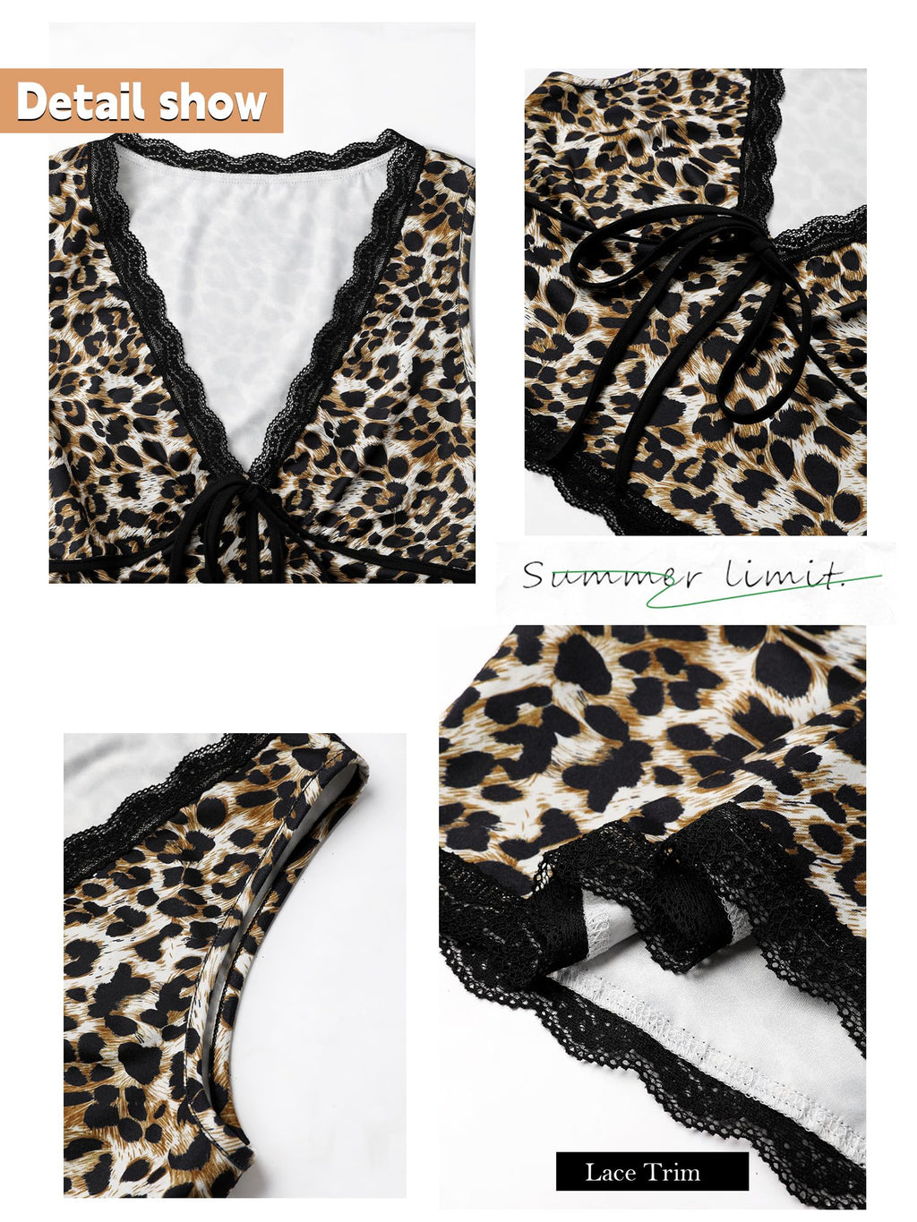 Womens Leopard Lace Trim Sexy Tank Tops Bow Tie Front Sleeveless Cheetah Print V Neck Tops Y2K Going Out Crop Top