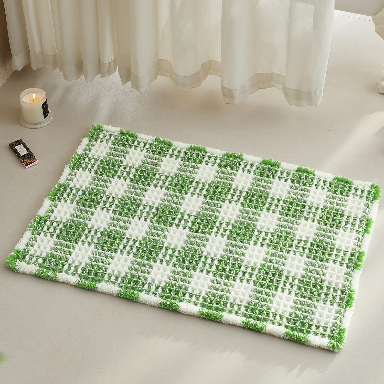 Waffle Bath Mat Non Slip Washable Quick Dry Cute Bath Mat