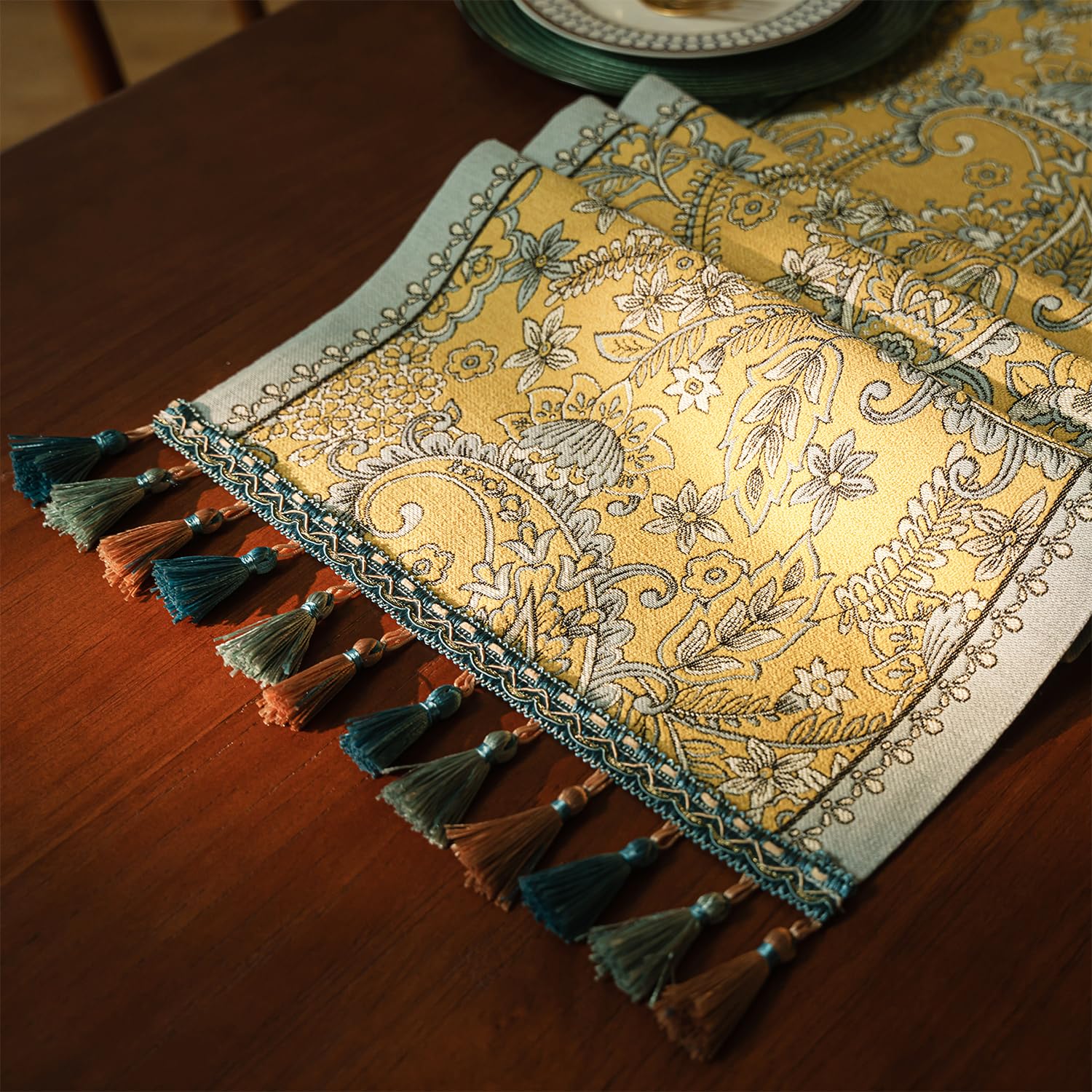 Retro-Luxury Tassels Table Runner Series for Kitchen Dining Table