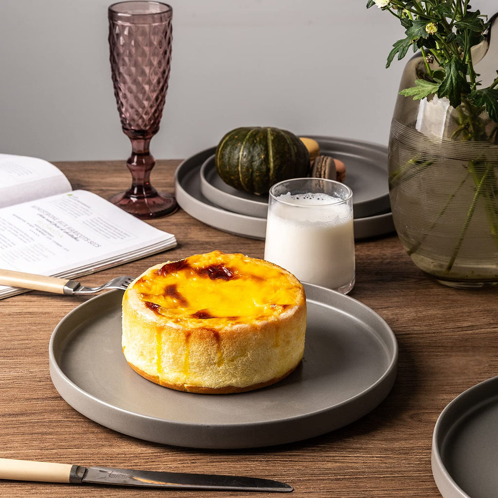 Ceramic Dinnerware Sets for 4, Modern Flat Stoneware Plates and Bowls Sets,Chip and Crack Resistant | Dishwasher & Microwave Safe Dishes Set, Scratch Resistant- Service for 4 (12pc)