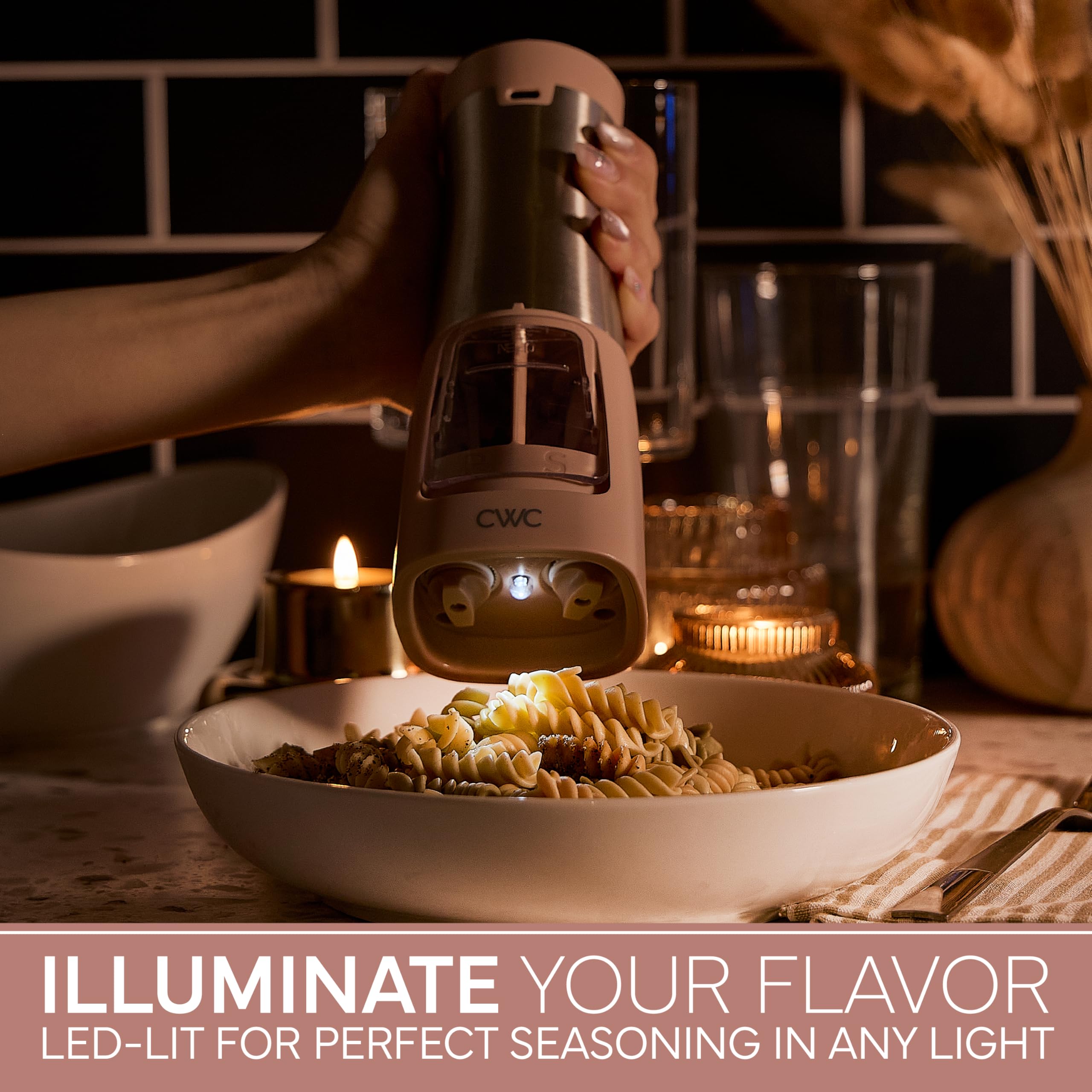 Rechargeable Salt & Pepper Shaker - 2-in-1 Grinders for Salt and Pepper