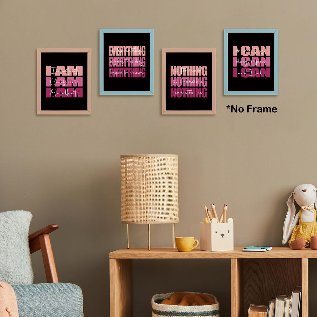 Set of 4 Inspirational Posters â€?Motivational Wall Art for Teen Girls & Women (8x10)