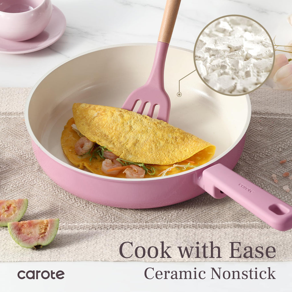 Ceramic Pots and Pans, Nonstick Cookware Set Kitchen Cooking Sets, 14pcs Induction Pot and Pan Non Stick