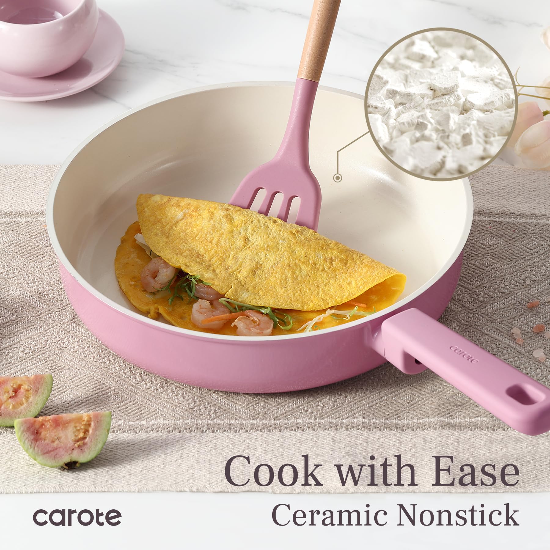 Ceramic Pots and Pans, Nonstick Cookware Set Kitchen Cooking Sets, 14pcs Induction Pot and Pan Non Stick