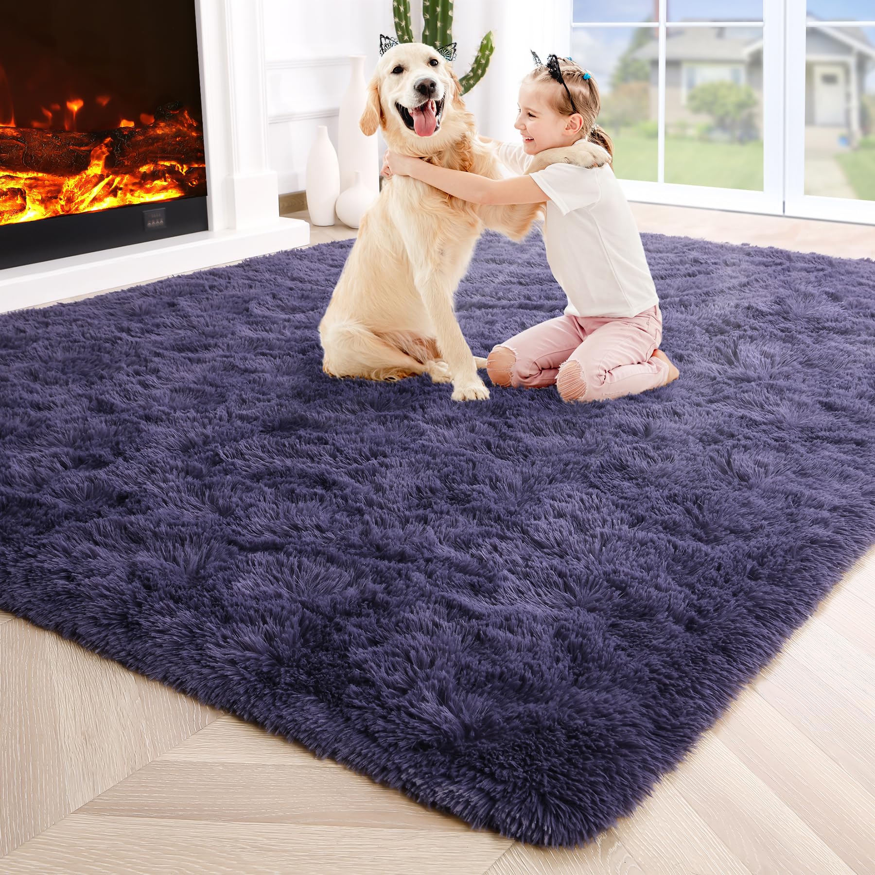 Fluffy Area Rugs Shag Throw Floor Carpet, Soft Shaggy Bedside Non-Slip Plush Rug Home Decor Aesthetic