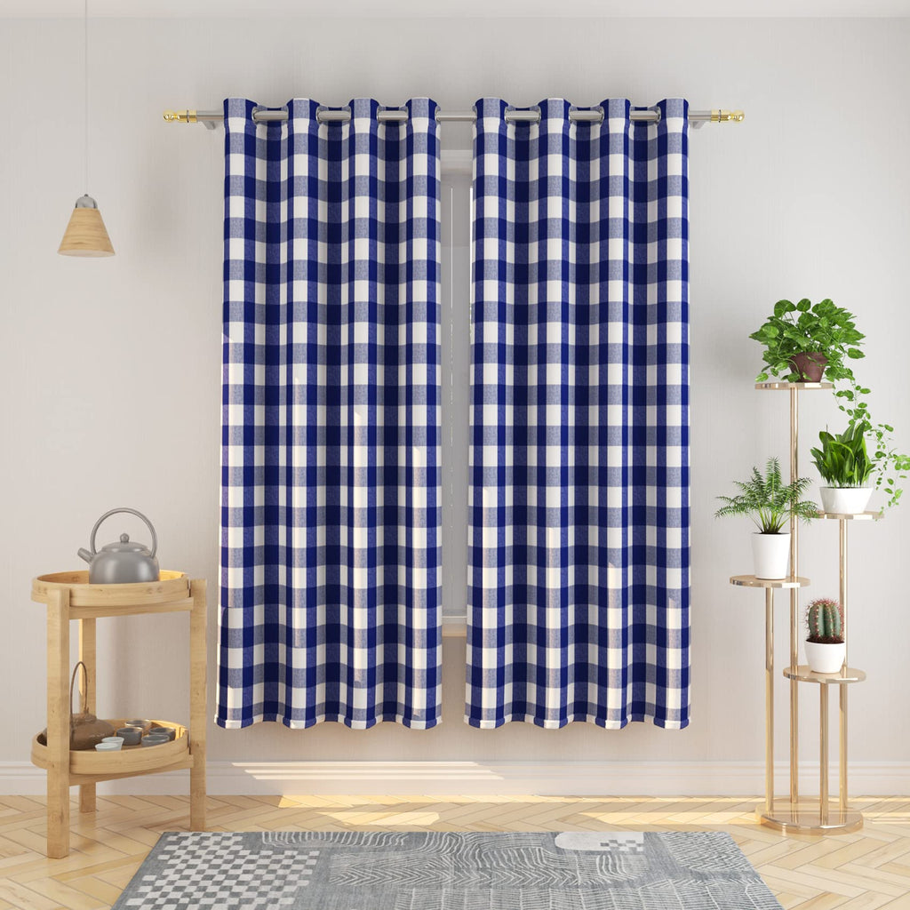 Tier Curtains Check Gingham Plaid Window Curtain Panels Bathroom Grommet Top Window Treatment 2 Panels