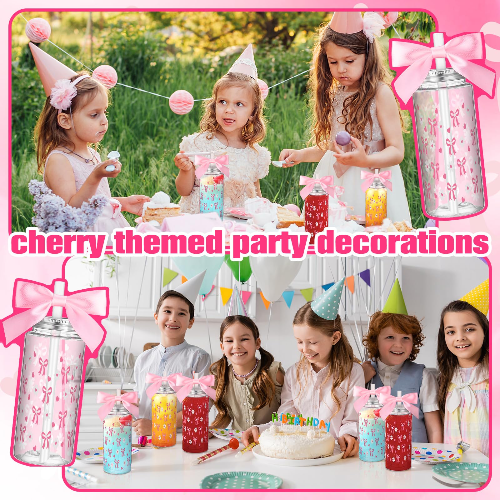 Color Bow Plastic Cups Coquette Bow Aesthetic Cup with Lids and Straws 14 oz Reusable Cute Bow Plastic Tumbler with Ribbon Bow