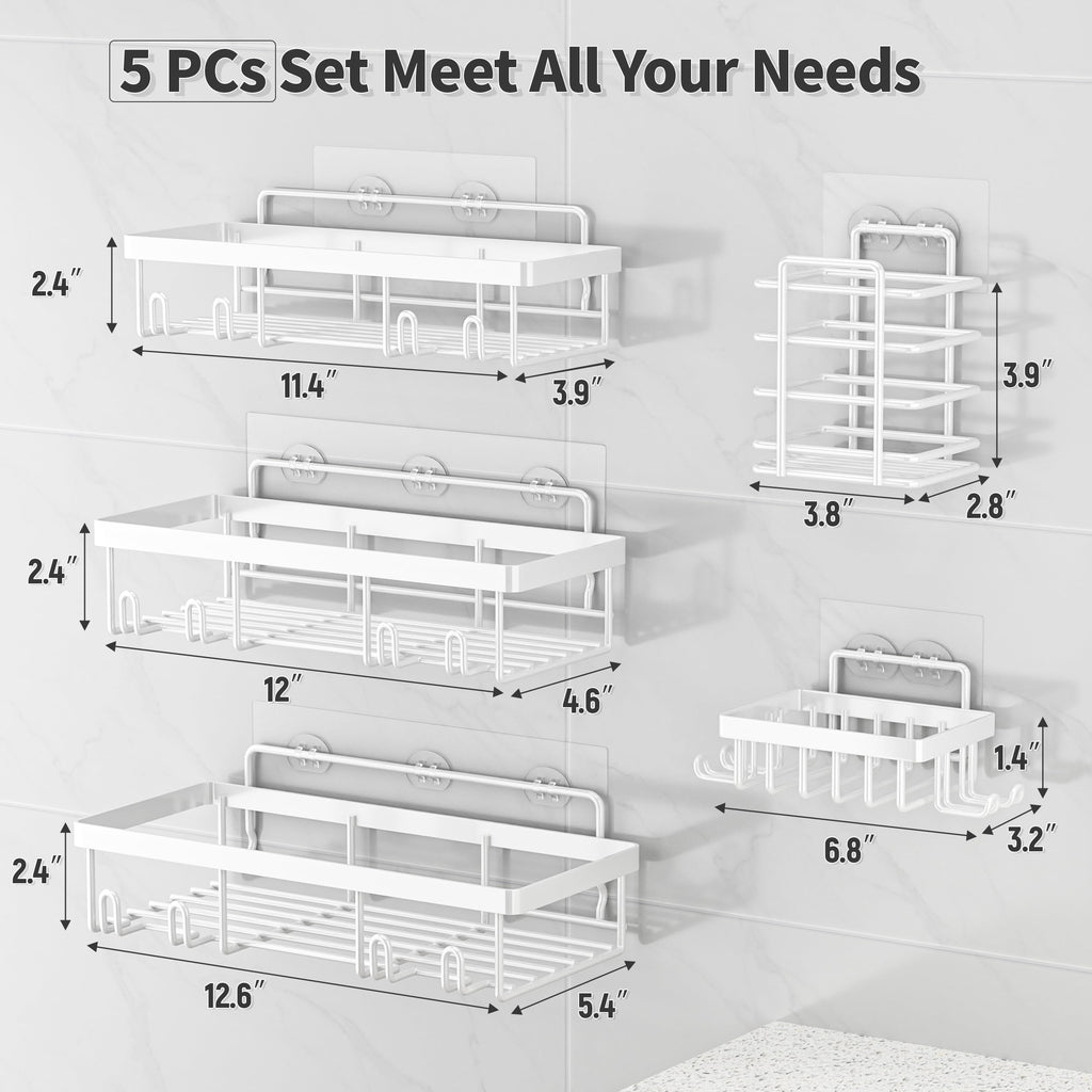 Shower Caddy Organizer Rack Shelf for Inside Shower, Adhesive Bathroom Wall Storage Basket Rustproof Stainless Steel