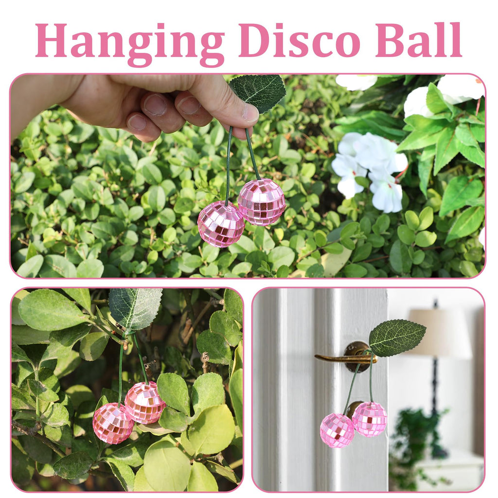 Small Cherry Hanging Disco Ball Decor, 1.2 Inch Double Mirror Disco Reflective Balls