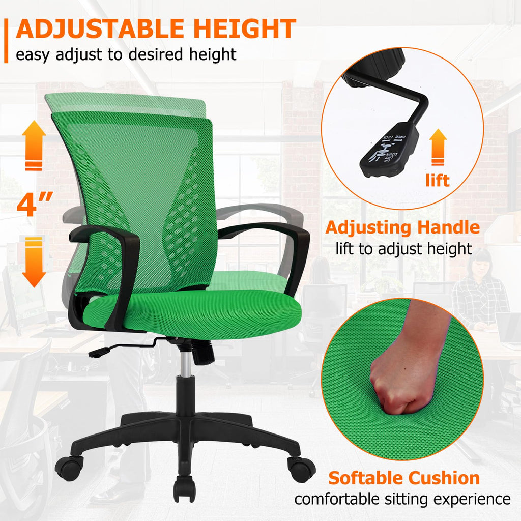 Mesh Desk Chair Ergonomic Computer Chair with Lumbar Support Armrest Mid Back 360 Degree Rolling Swivel Adjustable Height
