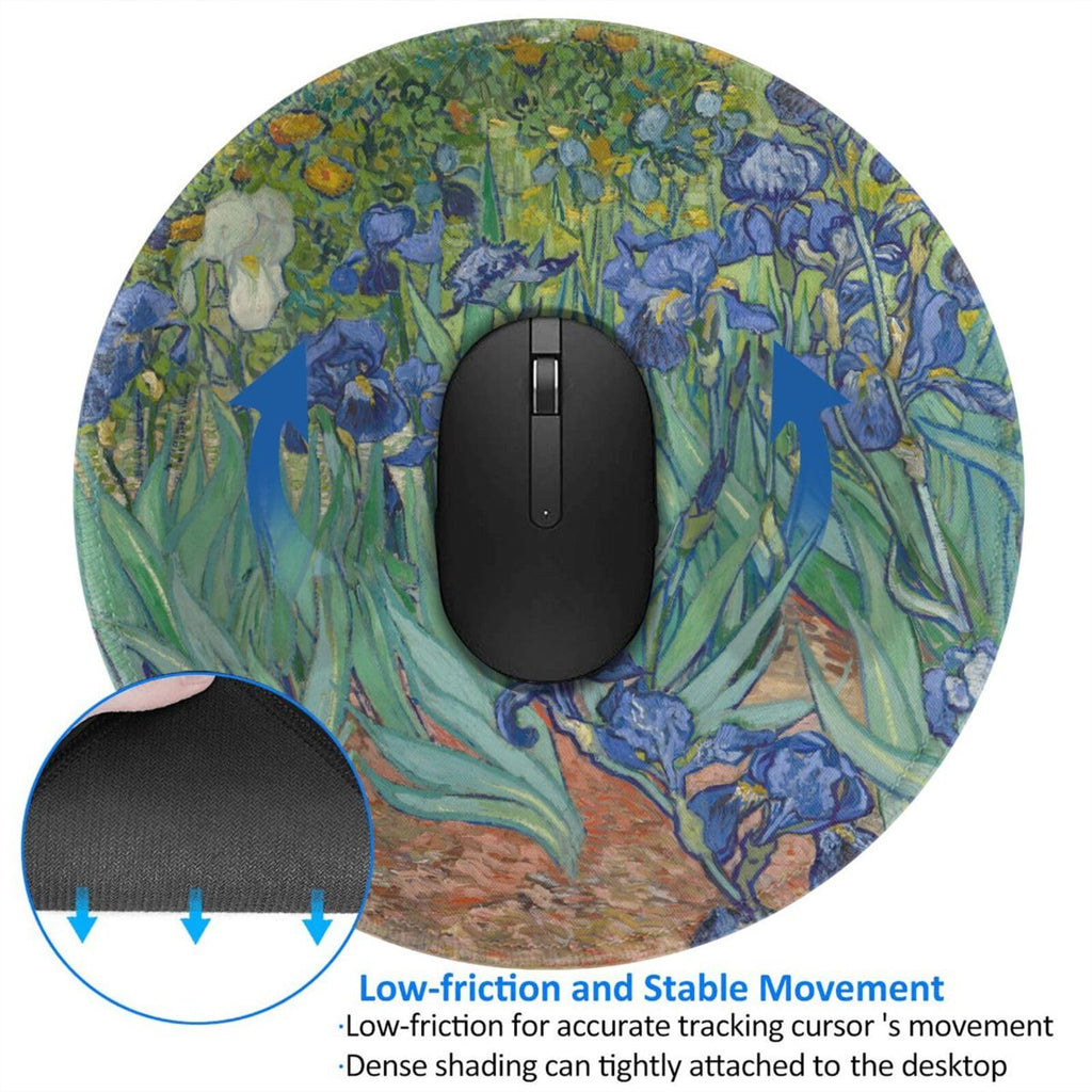 Round Mouse Pad Desk Top - Stitched Edges 8 X 8 Inch