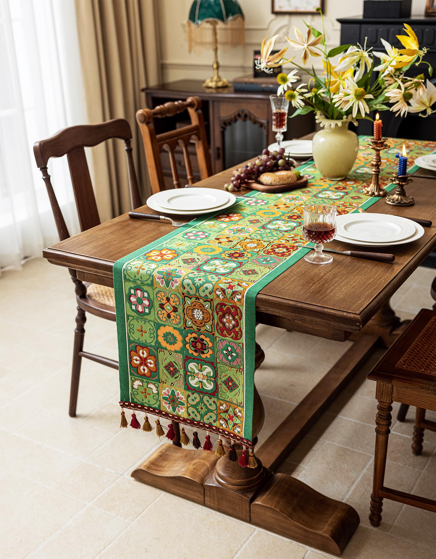 Retro-Luxury Tassels Table Runner Series for Kitchen Dining Table