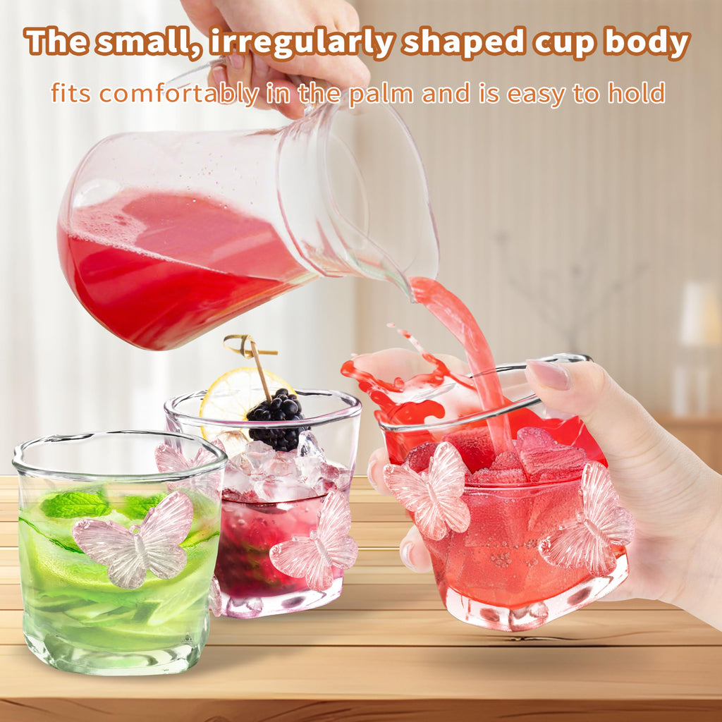 Pink Butterfly Design Glassware l Set of 2