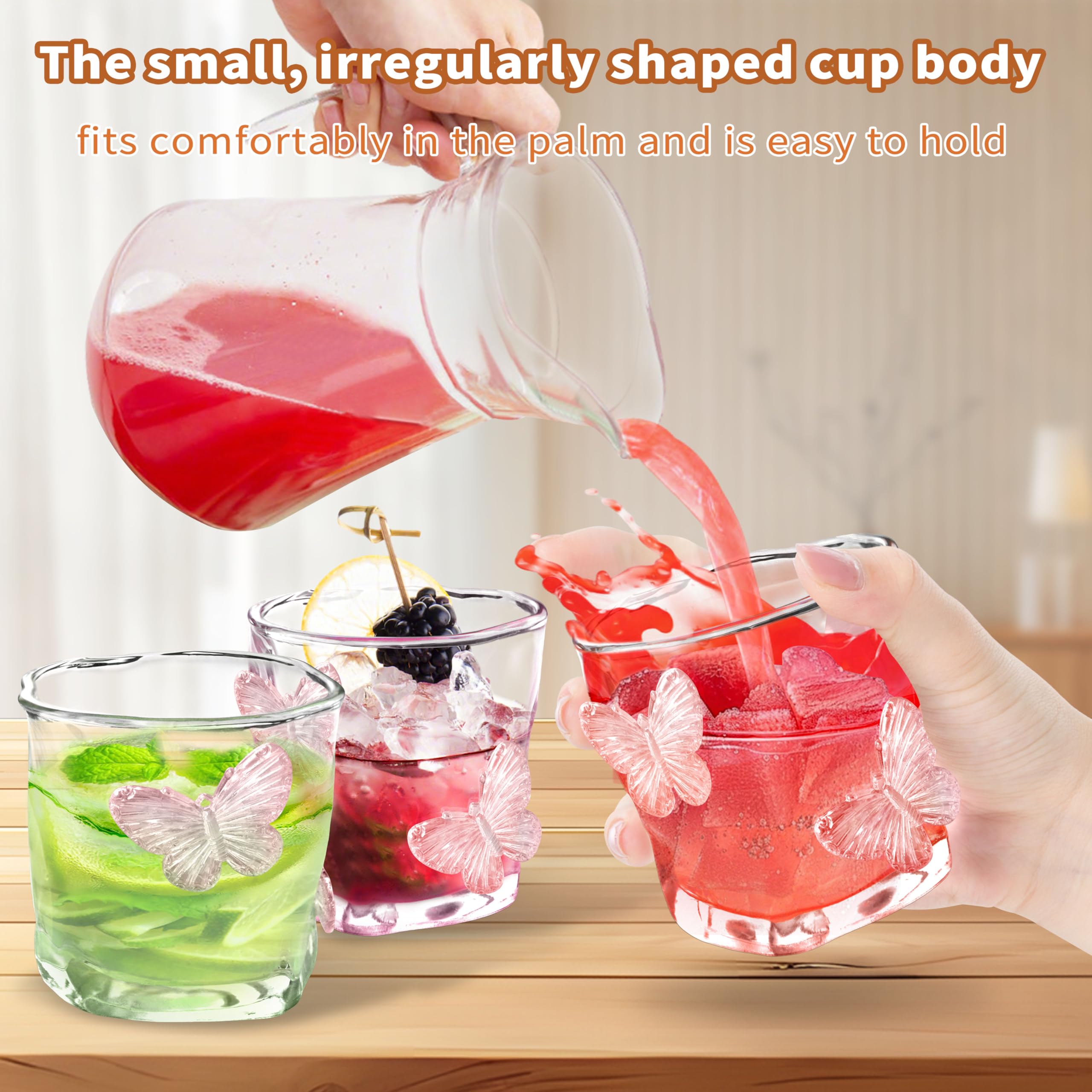 Pink Butterfly Design Glassware l Set of 2