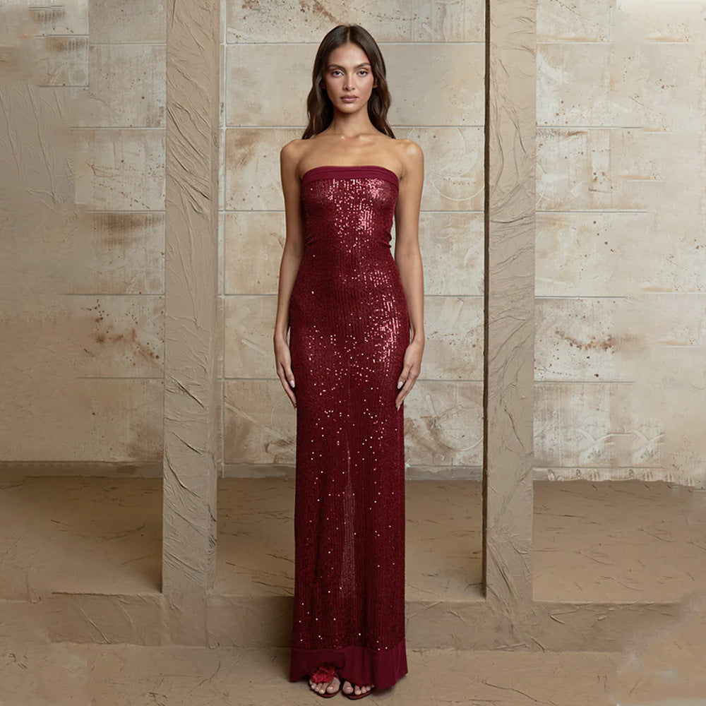 Women's Backless Slit Tube Top Dress