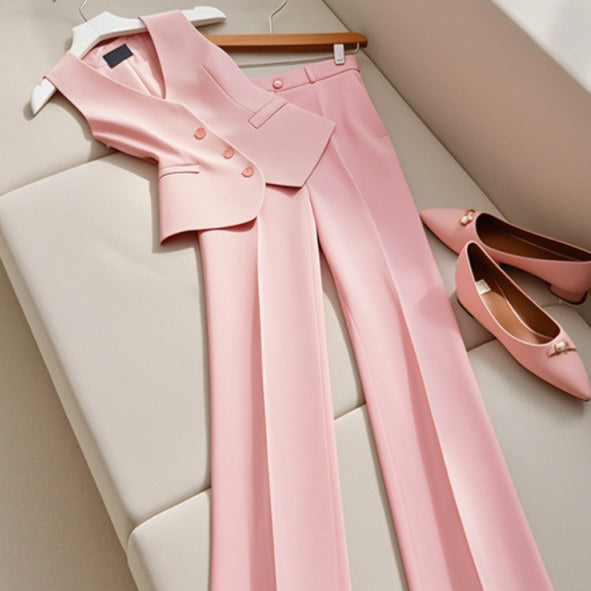 Elegant High-grade Suit Vest Pants Two Pieces Fashion Suit Women's Summer