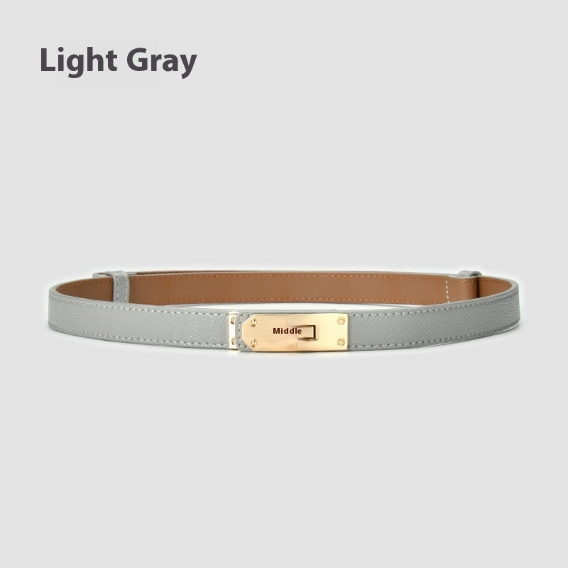 Retro Waist Decorations Women's Leather Thin Belt