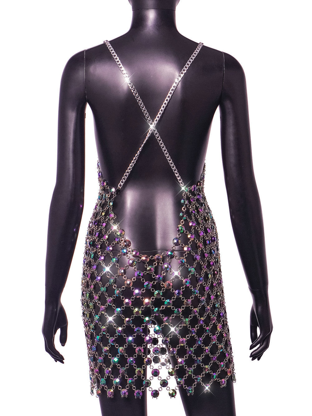 Gem Stitched Backless Dress Women