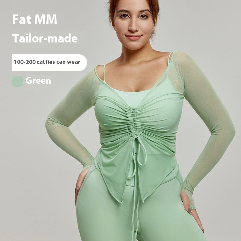 Plus Size Yoga Wear Blouse Long Sleeve Fat Top