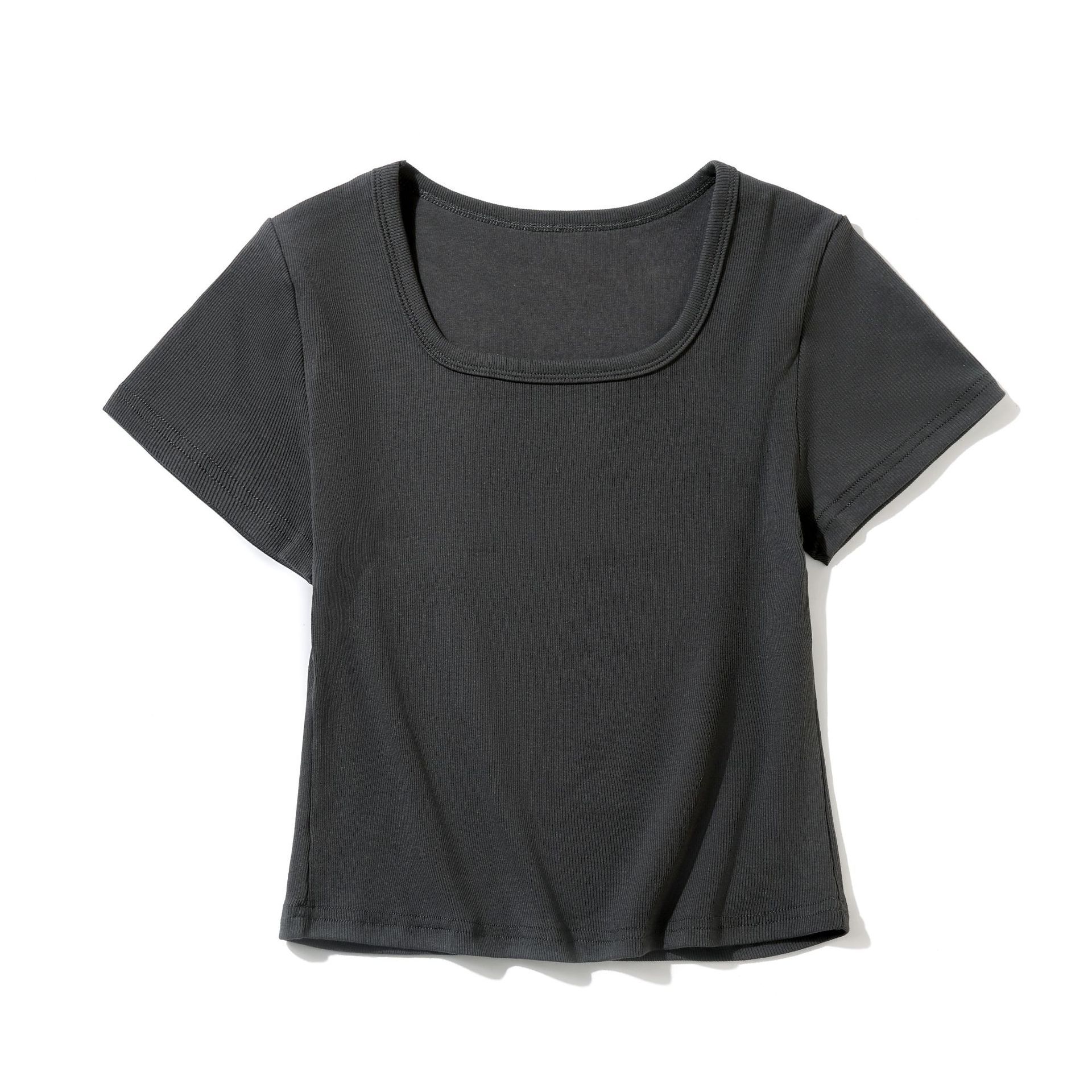 Women's Square Collar Slimming Short-sleeved T-shirt