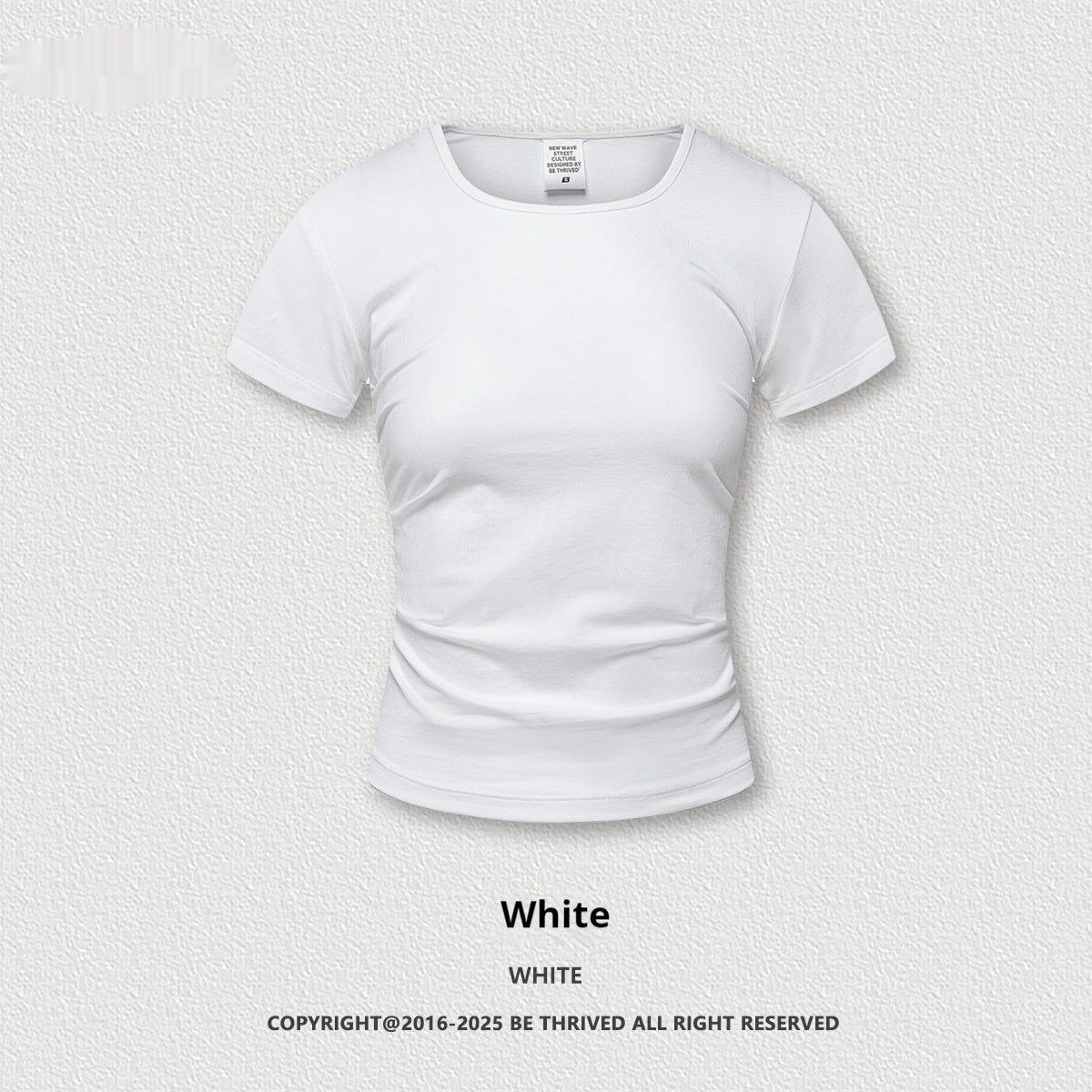 Solid Color Square Collar Shoulder Short Sleeve Slimming