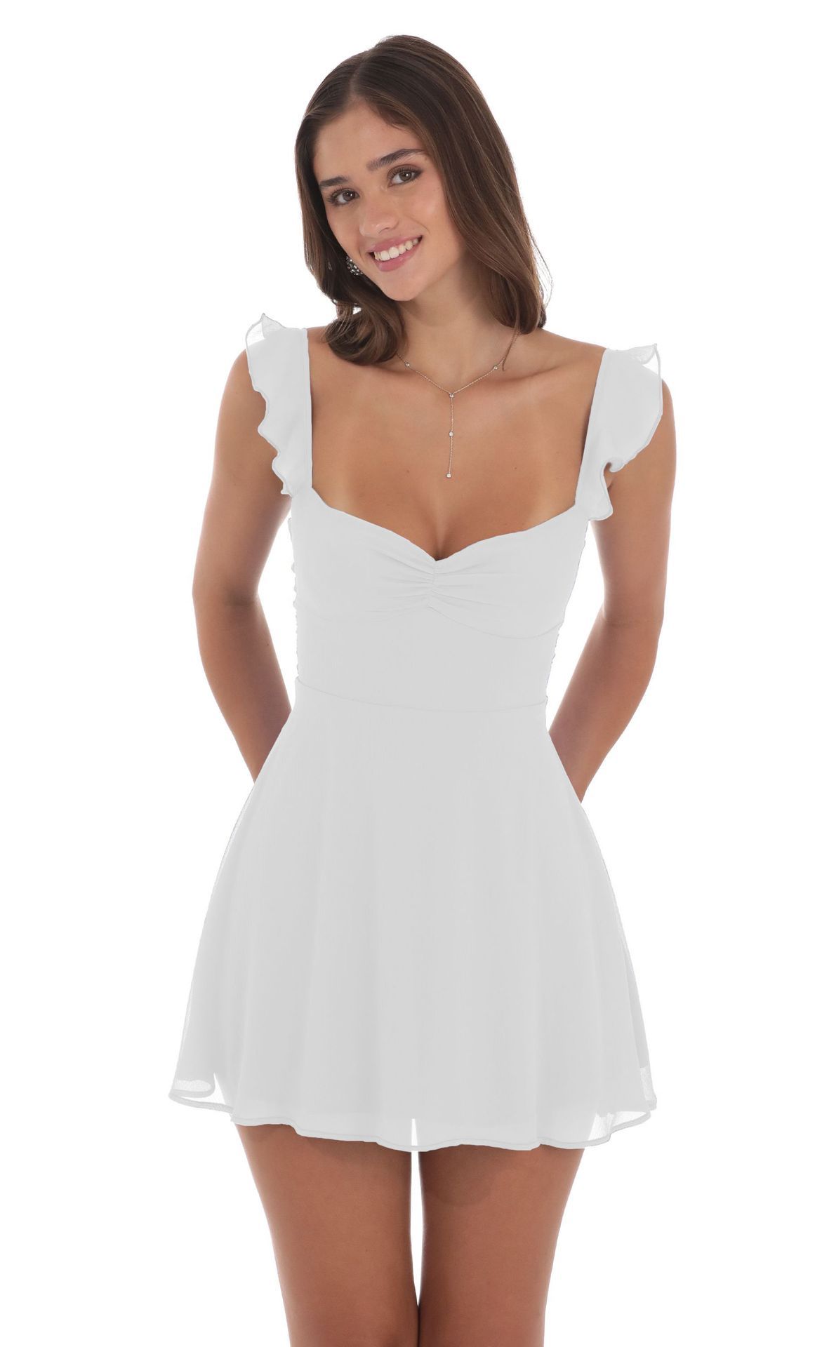 Women's Solid Color Chiffon Backless Thin Strap Dress