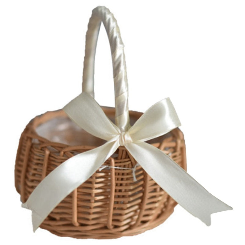 Natural Woven Hand-held Flower Basket Bow
