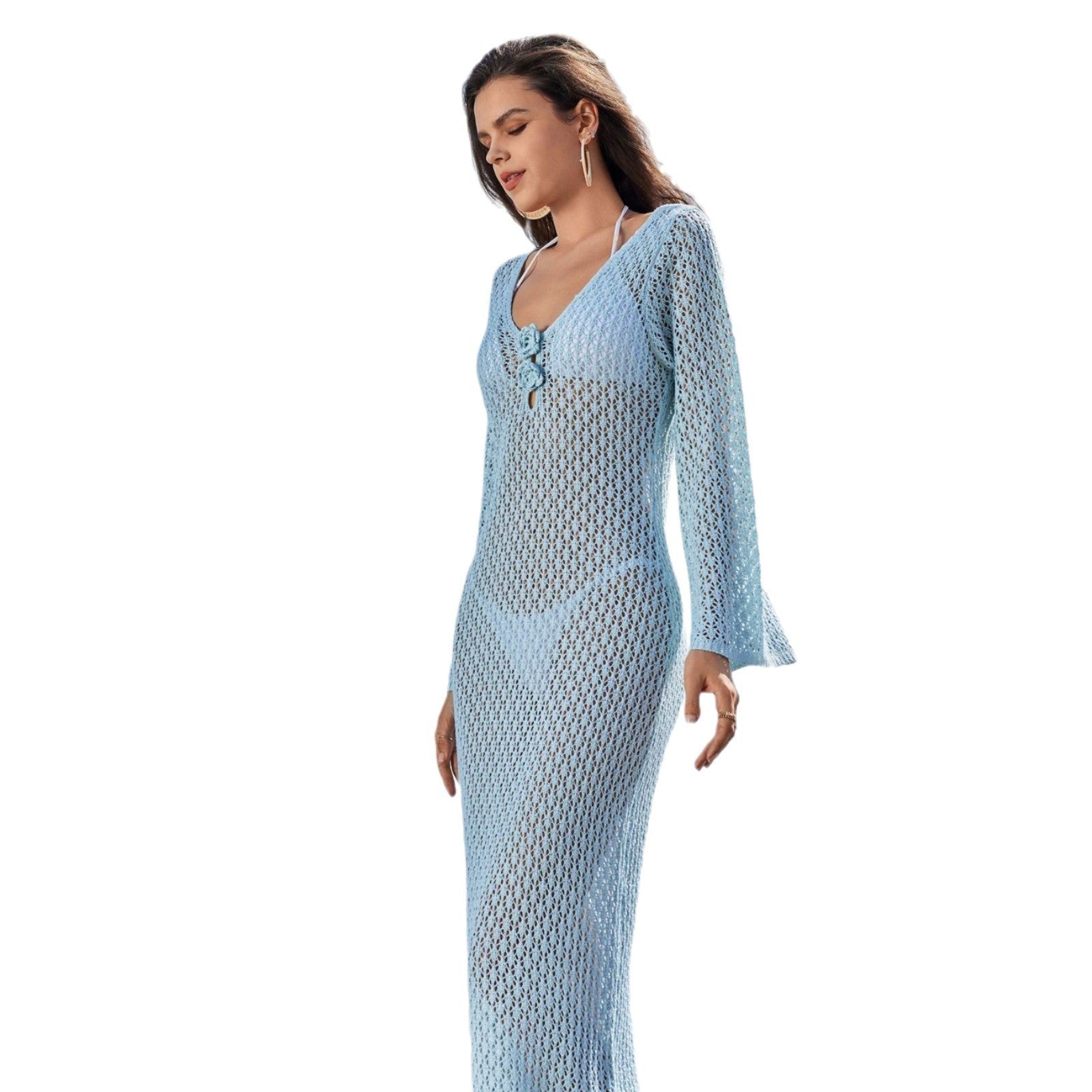 Women's Knitted Floating Flower Beach