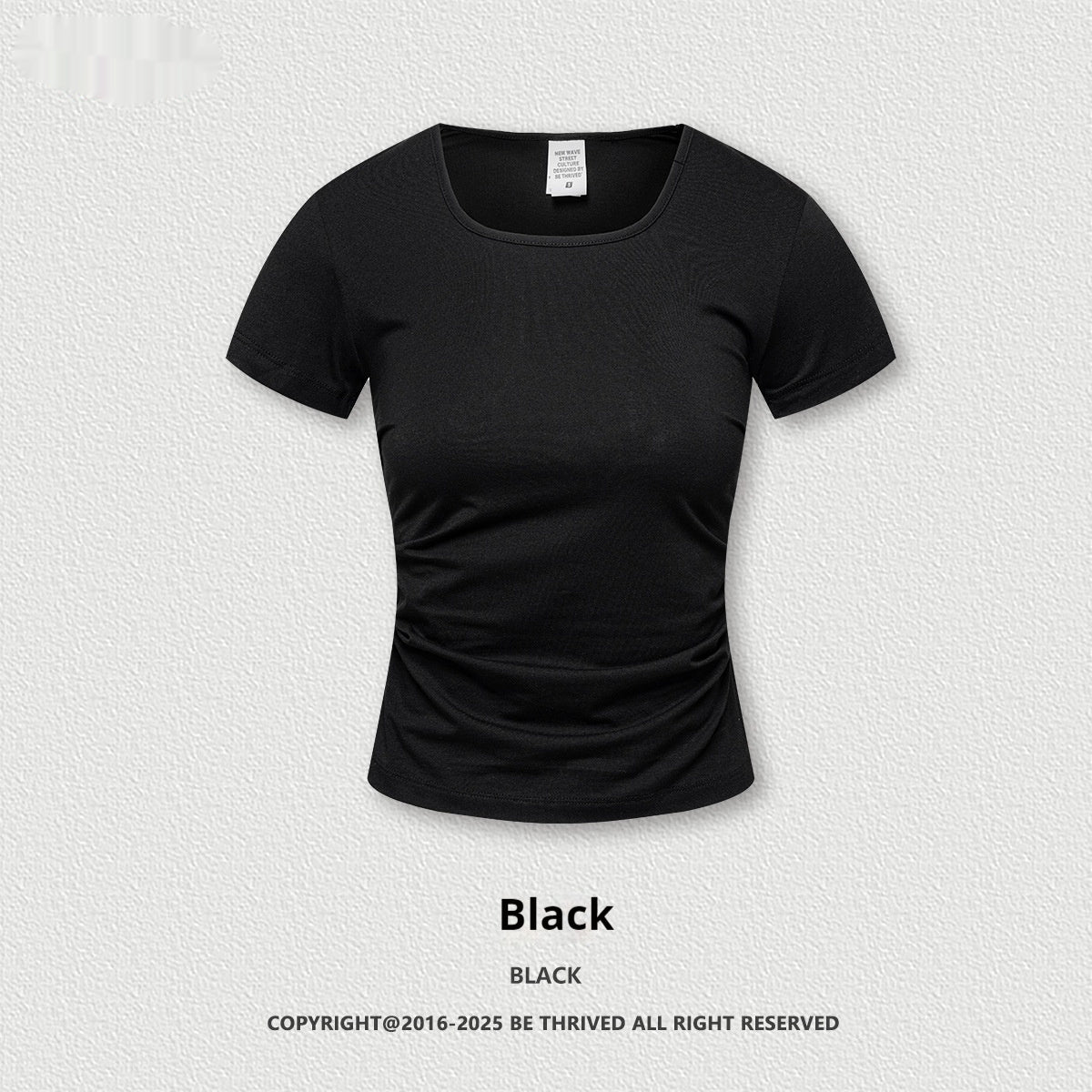 Solid Color Square Collar Shoulder Short Sleeve Slimming