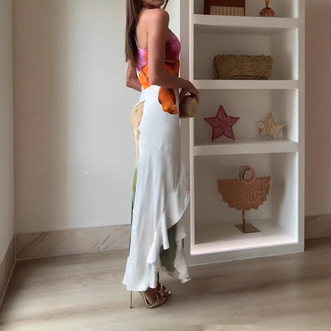 Women's Sexy One-shoulder Super Long Suspender Dress