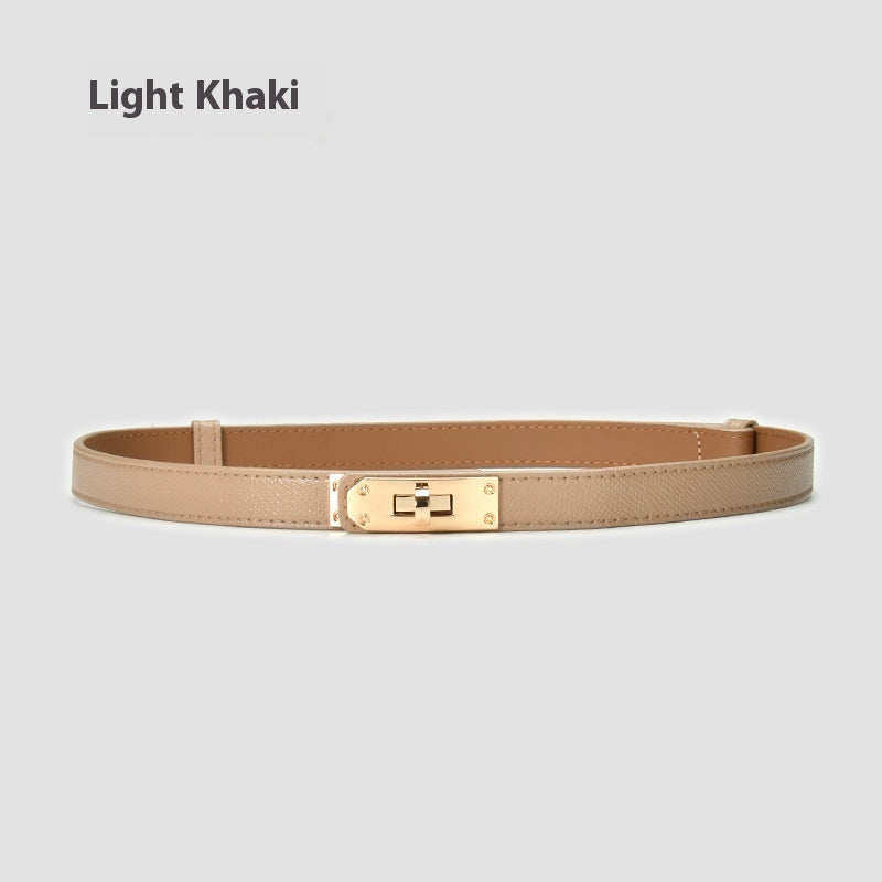 Retro Waist Decorations Women's Leather Thin Belt