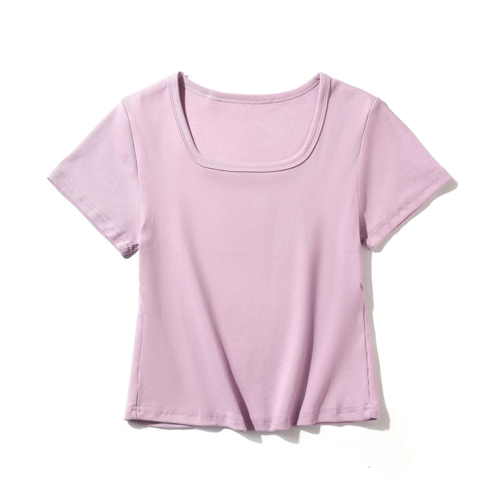 Women's Square Collar Slimming Short-sleeved T-shirt