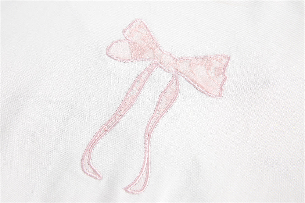Women's Bow Embroidered Short-sleeved T-shirt