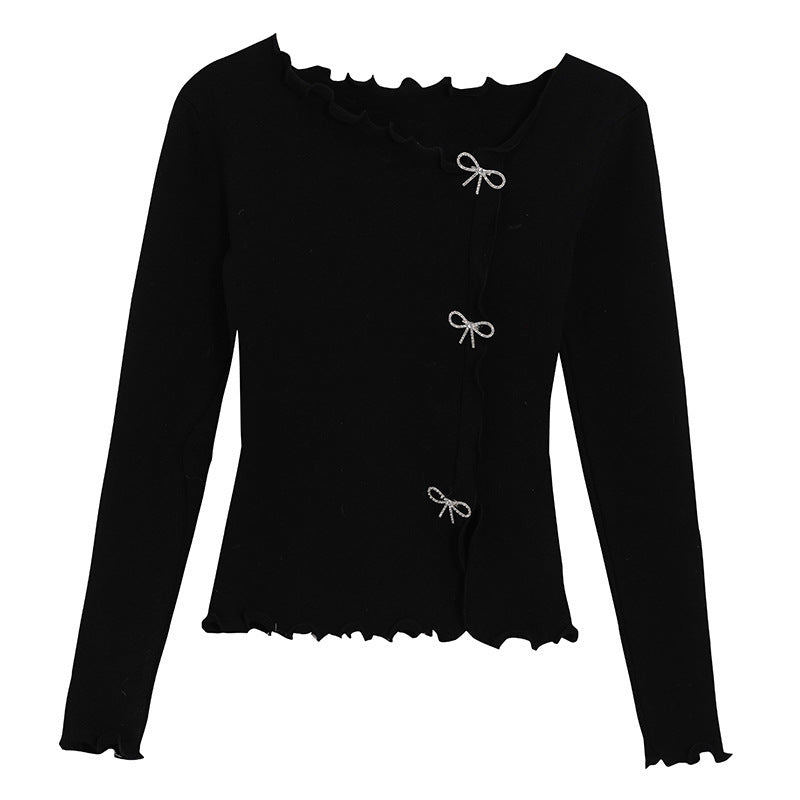 Short Inner Wear Slim Bow Western Style Shirt Top