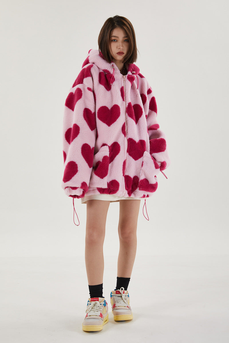Heart Print Cotton Coat