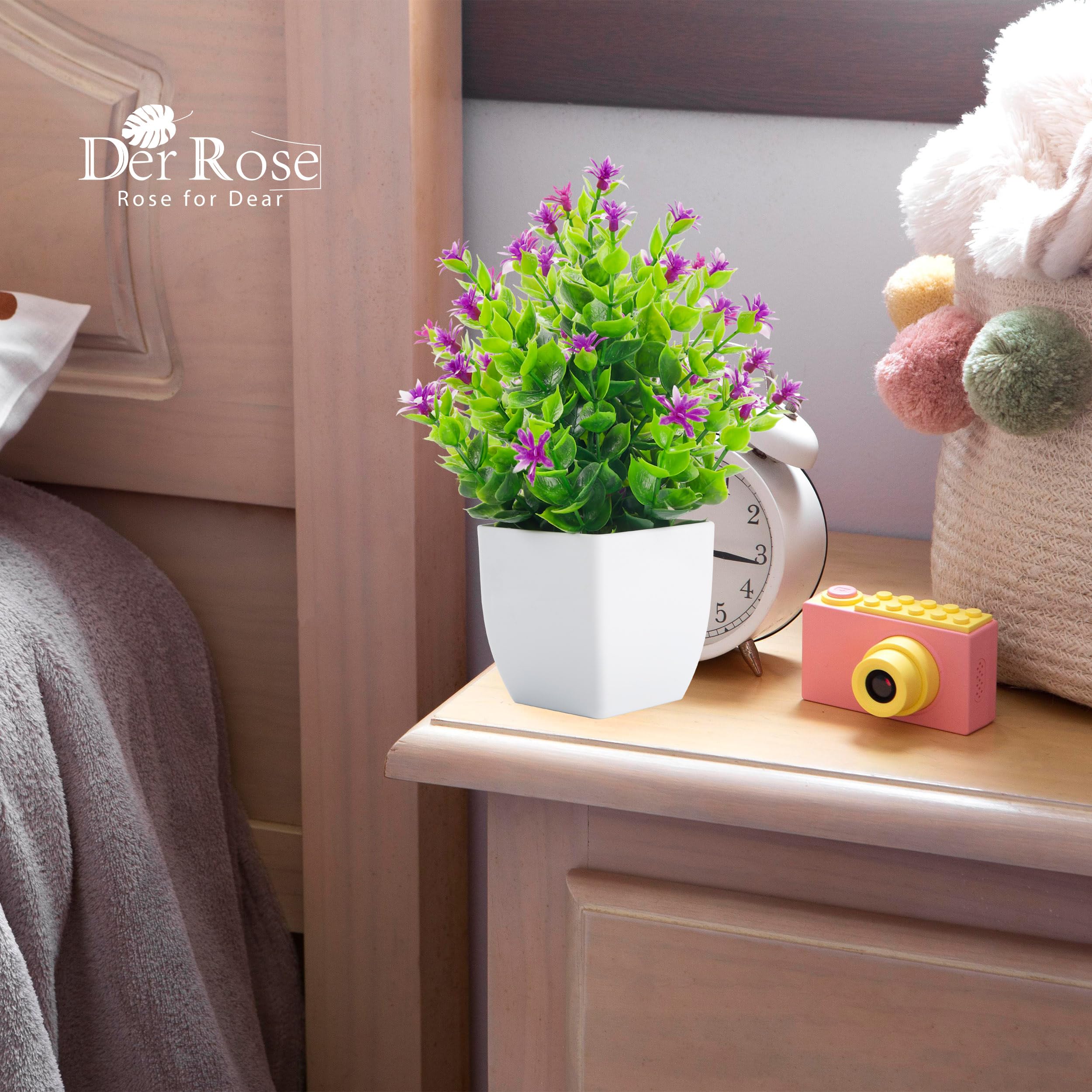 Small Fake Plants Faux Plants Indoor with Flowers for Home Bathroom Kitchen Office Desk Decor 2 Pack