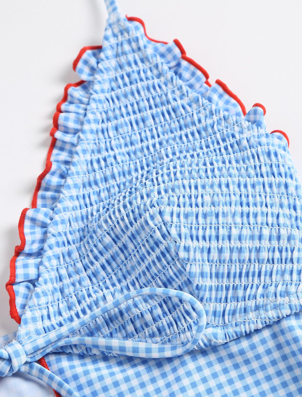 Tankini Swimsuits for Women Smocked Ruffles Tie Front Bowknot Textured High Cut Tanga Tankini Set