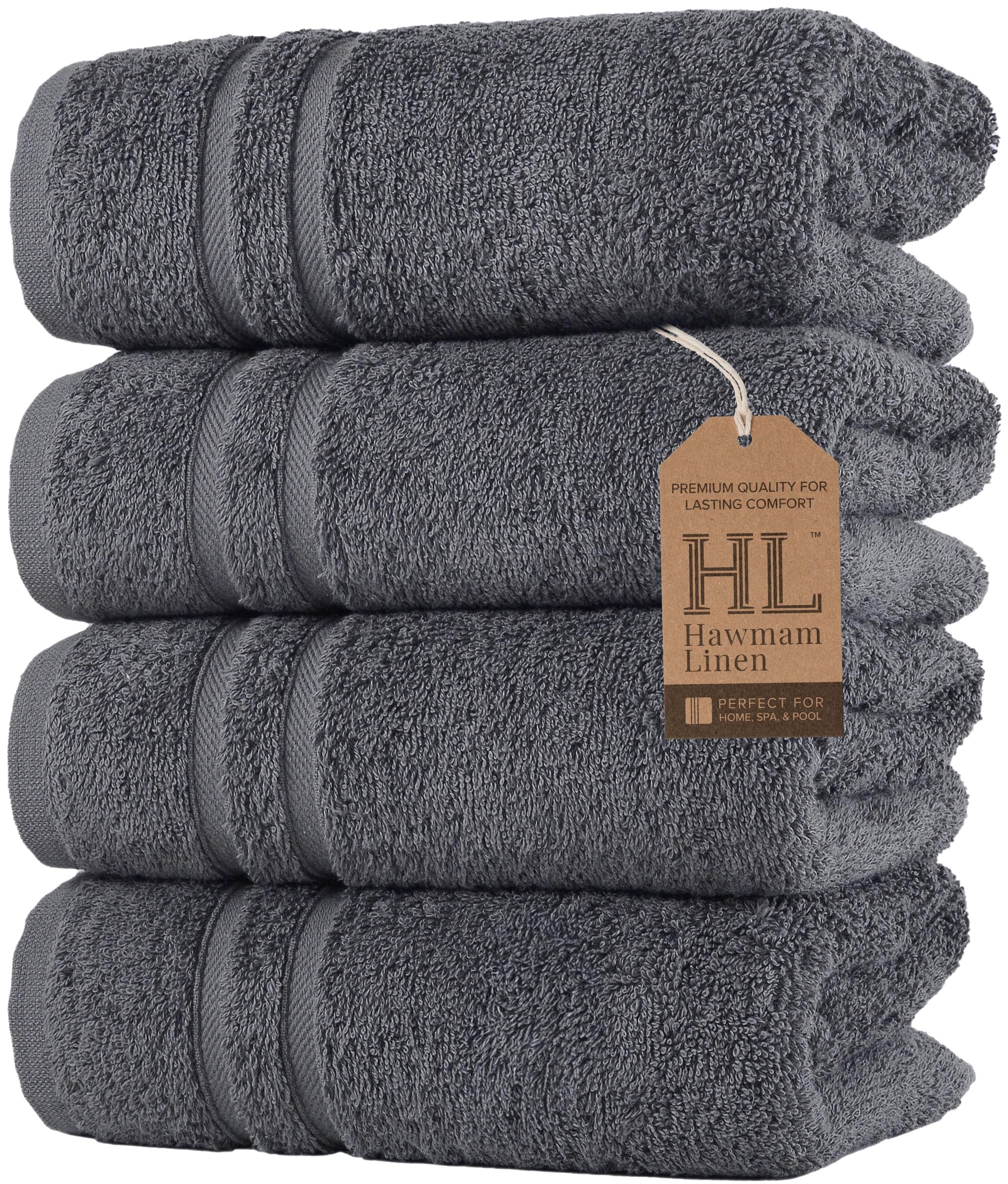 Linen Bath Towels Set for Bathroom Original Turkish Cotton Soft, Absorbent and Premium 2 Bath Towels, 2 Hand Towels, 2 Washcloths