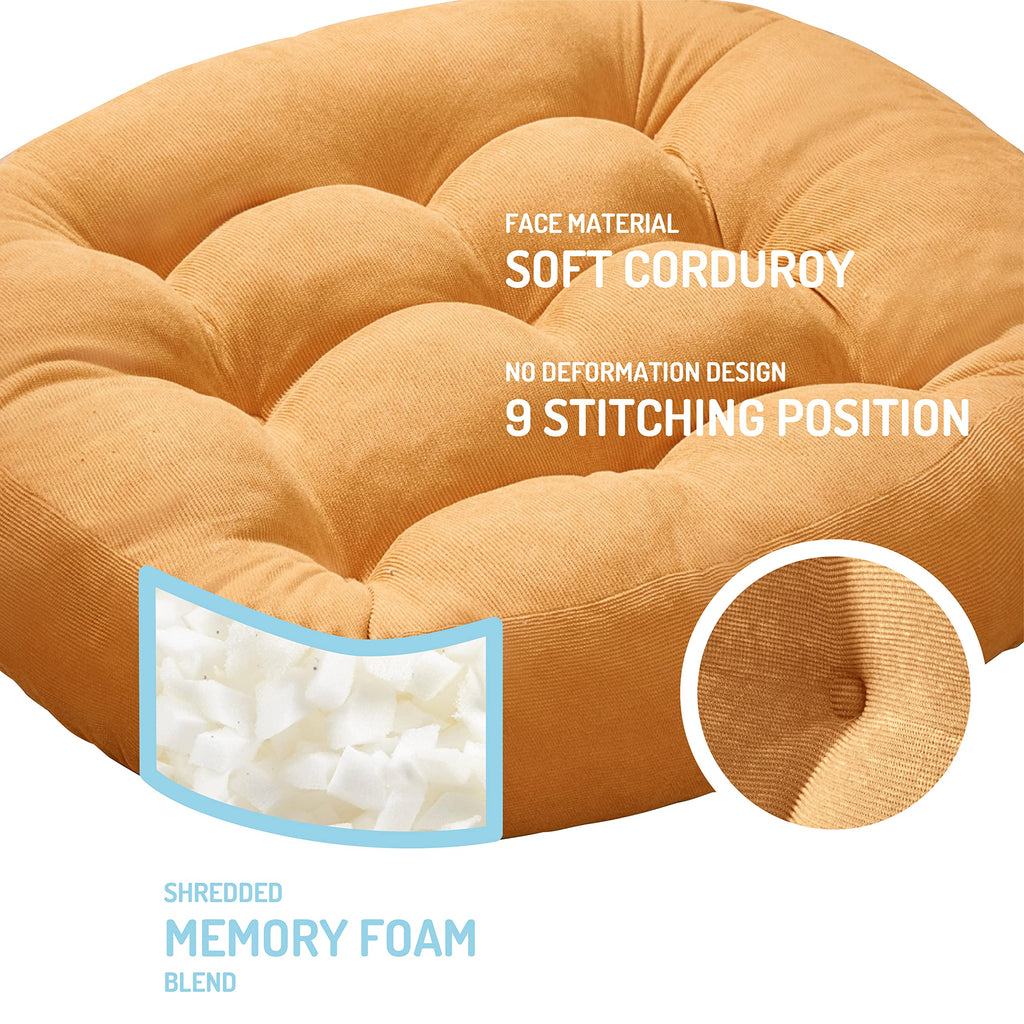 Square Large Pillows Seating Meditation Floor Pillow, Tufted Corduroy Cushion for Living Room