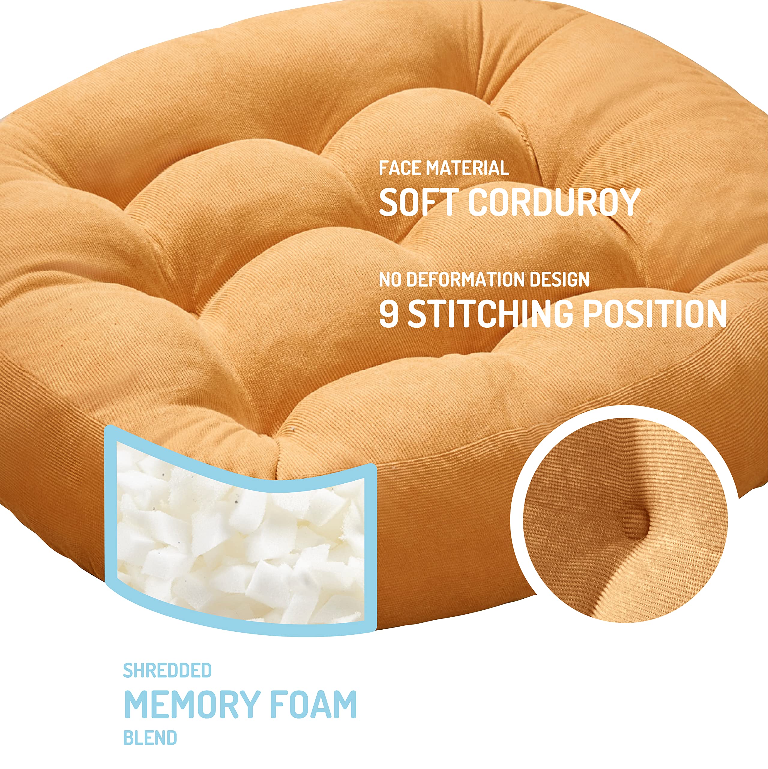 Square Large Pillows Seating Meditation Floor Pillow, Tufted Corduroy Cushion for Living Room