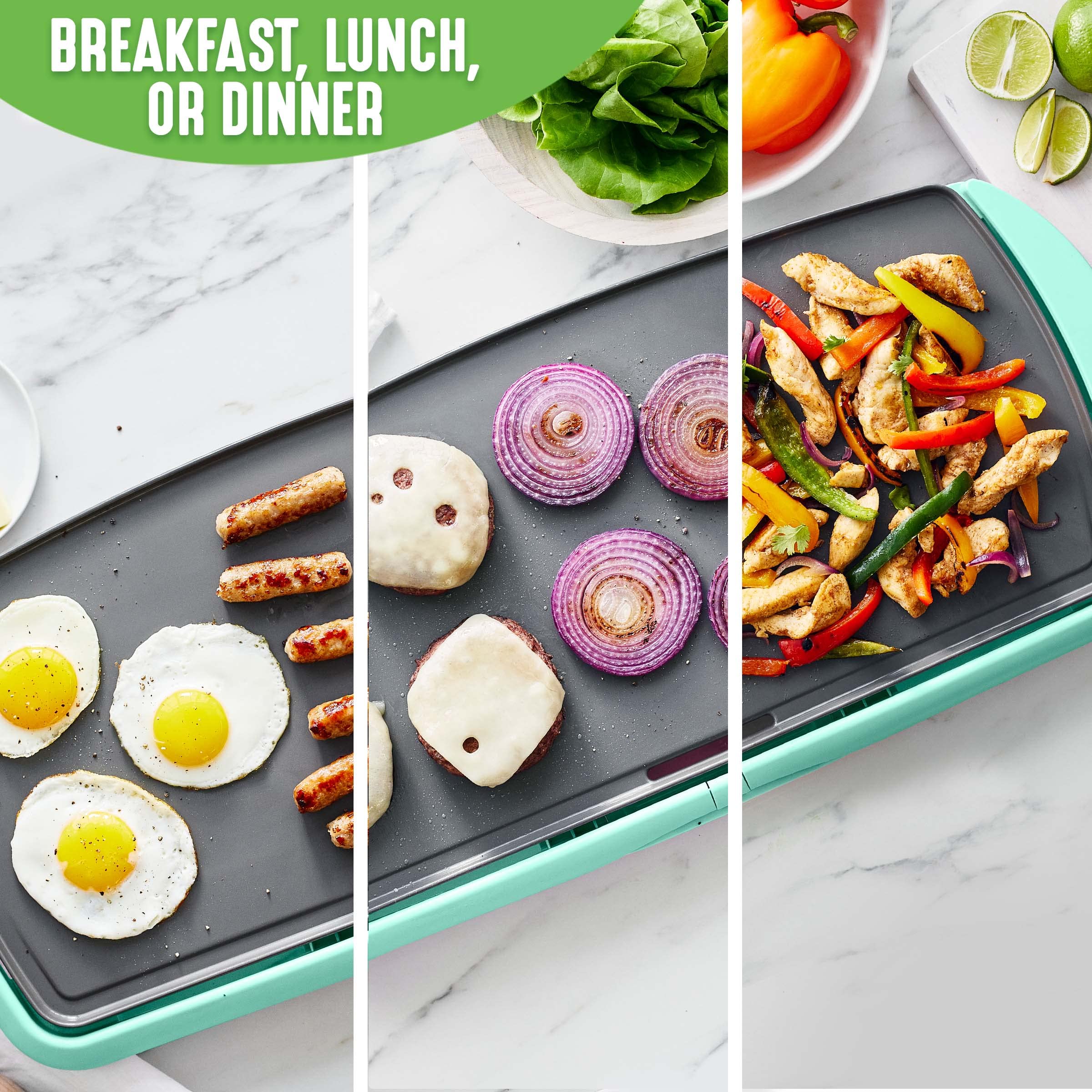 Extra Large 20â€?Electric Griddle, Non-Toxic PFAS & PFOA-Free Ceramic Nonstick, Temperature Control, Quick Even Heating, Removable Drip Tray, Pancakes, Eggs, Sausage, Easy Clean