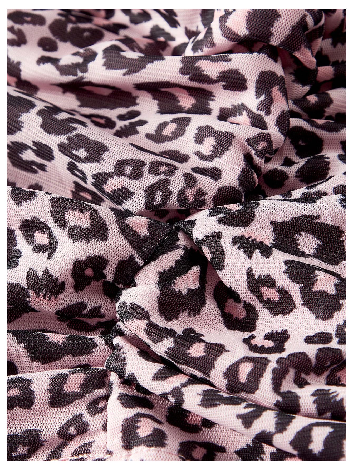 Women's Leopard Print Ruched Strapless Bandeau Top Meah Casual Sleeveless Bow Slim Fit Cheetah Print Tube Crop Tops