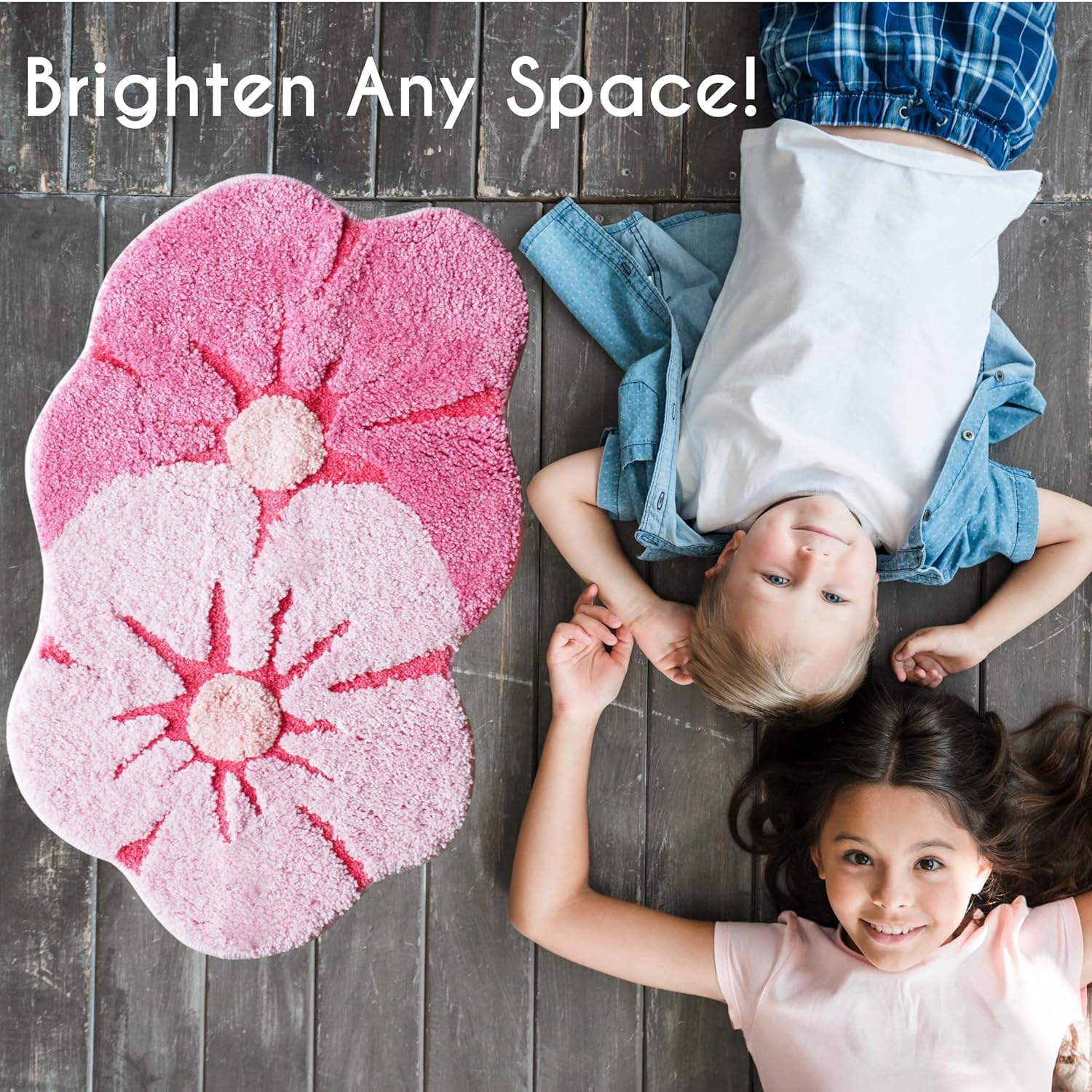 Pink Flower Bath Mat Daisy Floral Light Pink Blush Peach Coral Cute Bathroom Rugs